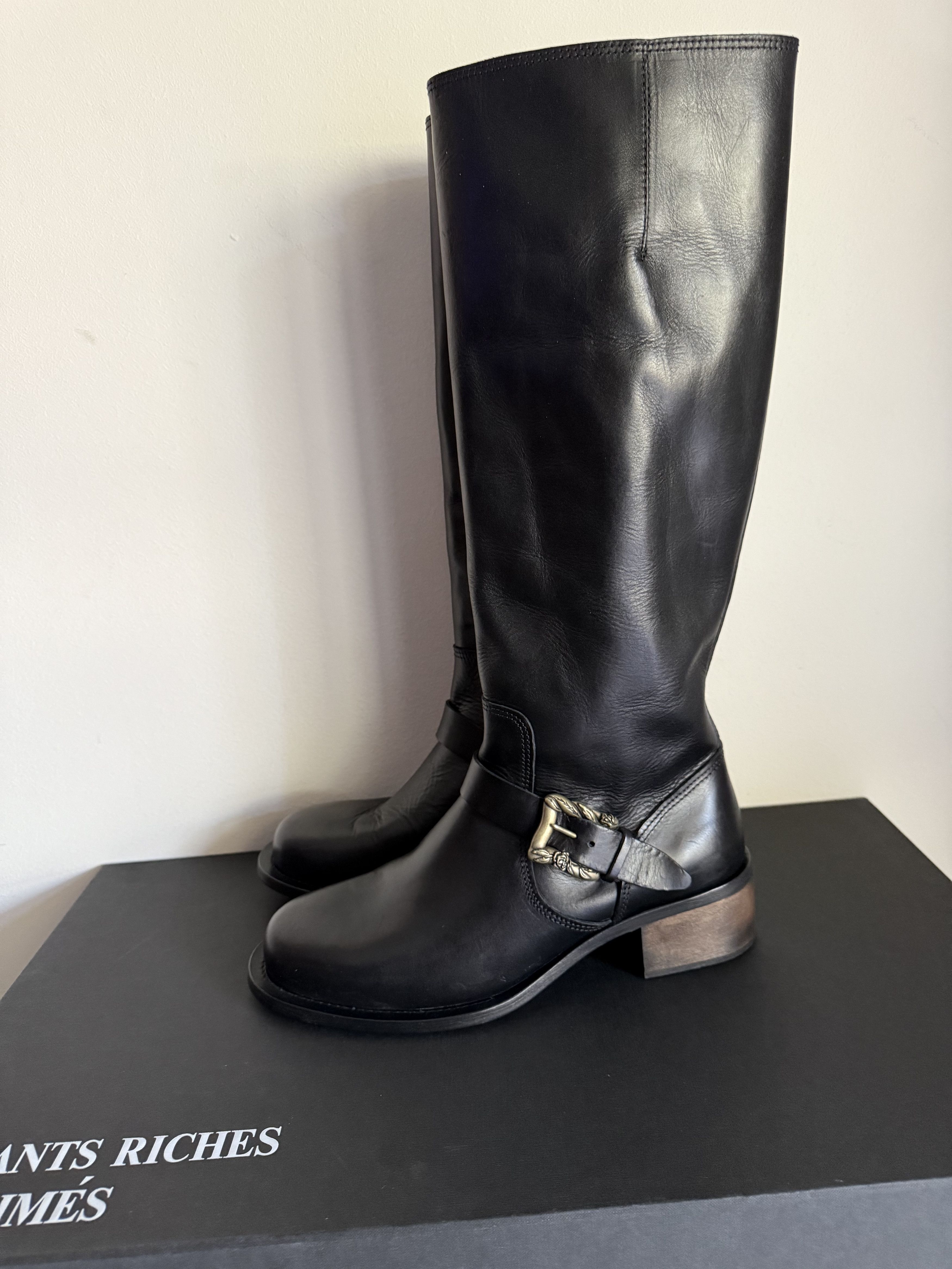 Enfants Riches Deprimes Calf-High Horsewide Buckle-Embellished Boot Size US 10.5 / EU 43-44 - 3 Thumbnail
