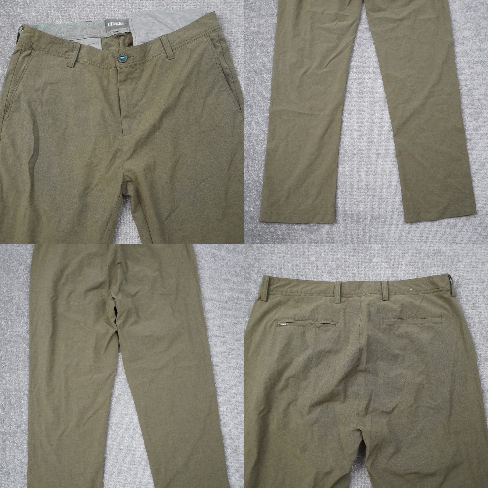 Vintage Linksoul Performance Golf Pants Mens 35x29 Olive Straight Leg Size US 35 - 8 Thumbnail