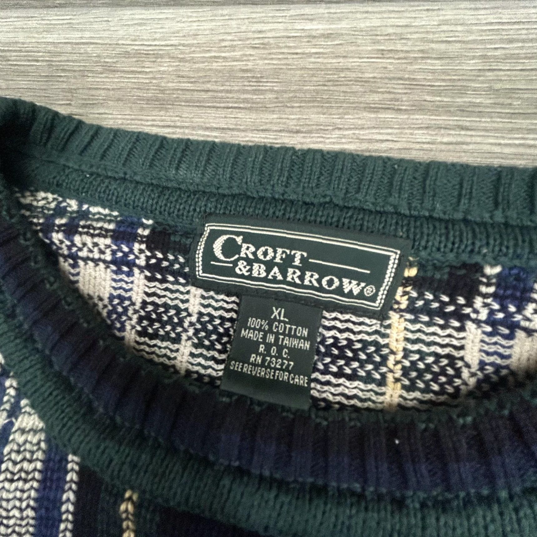 Croft & Barrow VINTAGE Croft & Barrow Sweater Mens XL Blue Plaid Pullover Crewneck 90s Size US XL / EU 56 / 4 - 3 Thumbnail