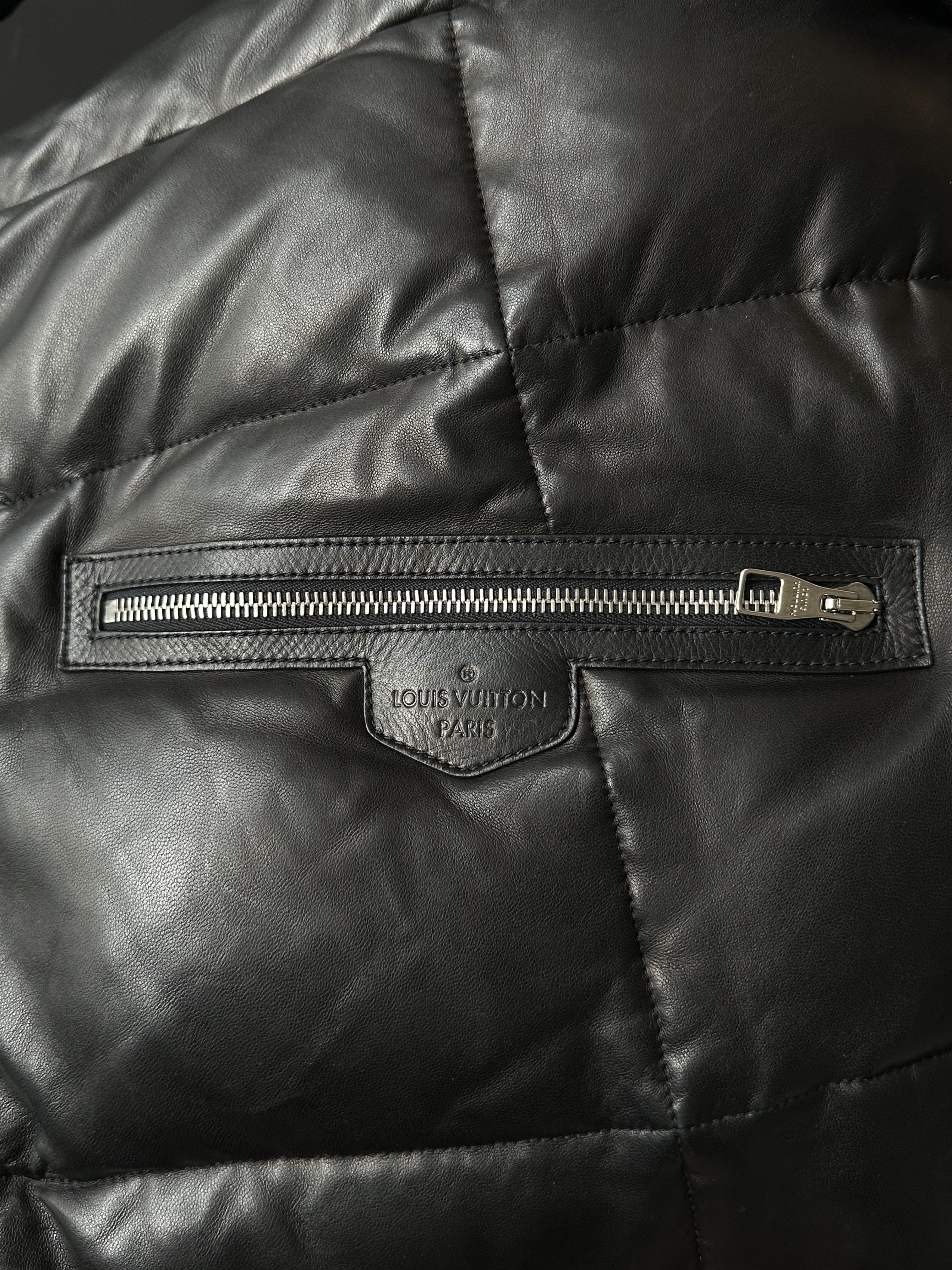 Louis Vuitton Louis Vuitton Black Leather Puffer Jacket Size US XXL / EU 58 / 5 - 5 Thumbnail