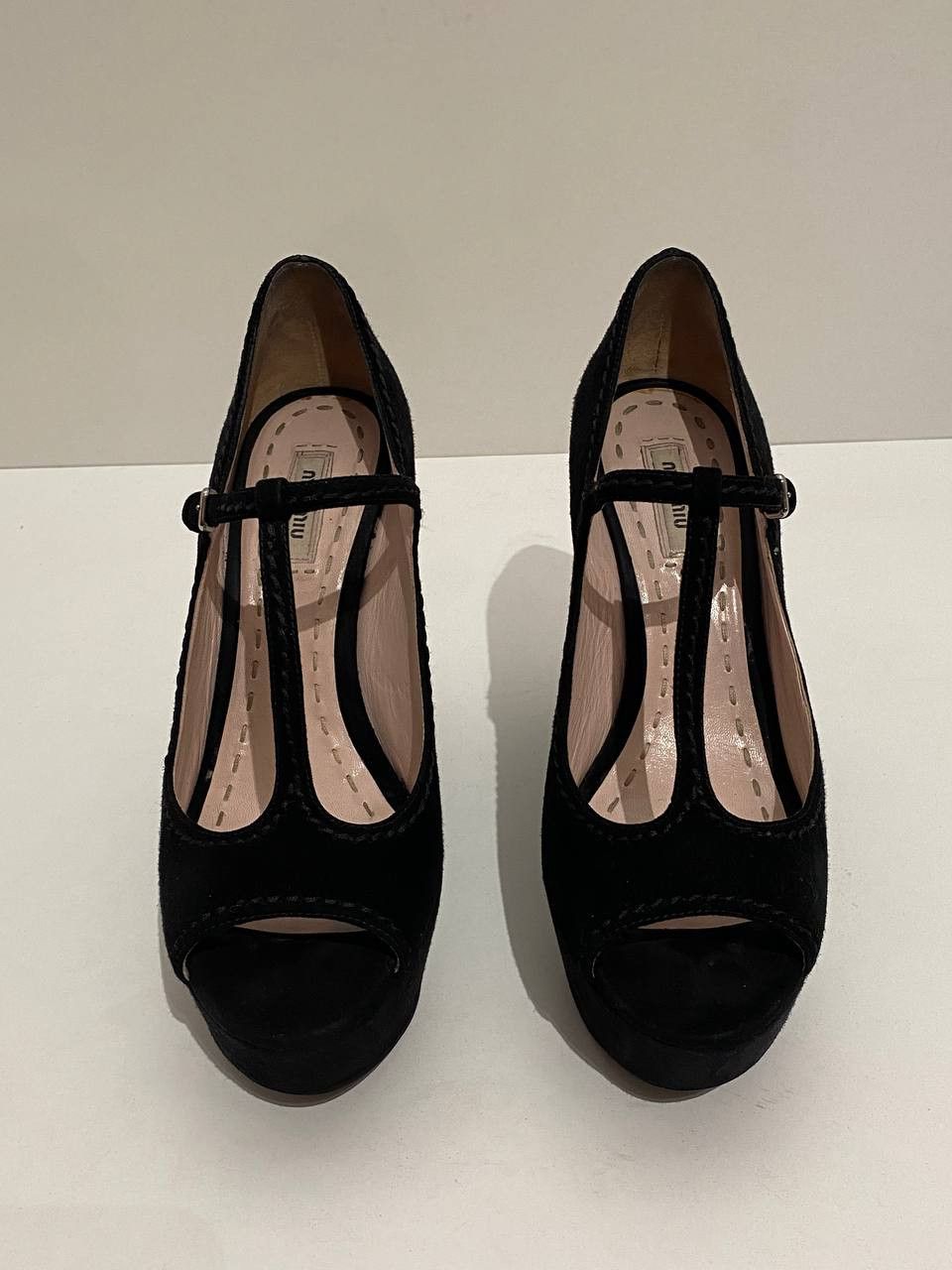Miu Miu Miu Miu x Prada Suede Black Slingback Strap Platform Heels Size US 8.5 / IT 38.5 - 5 Thumbnail