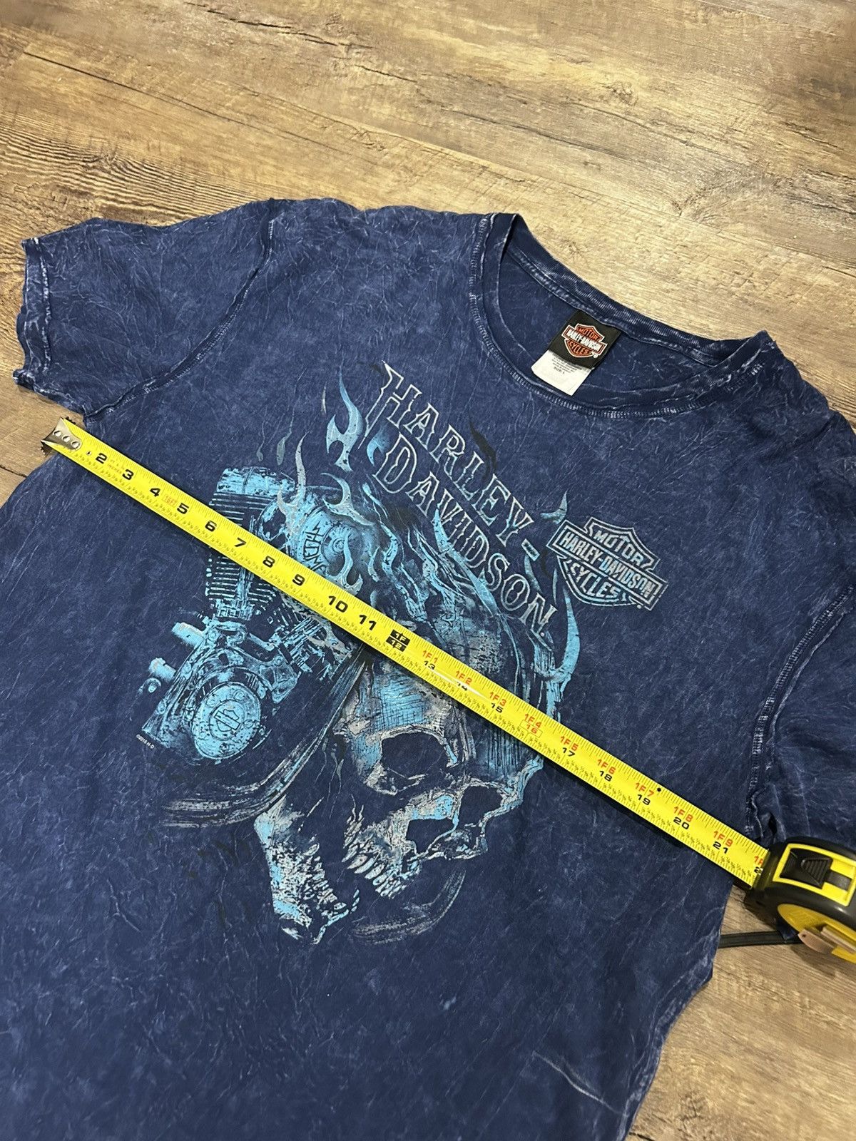 Harley Davidson 🏴‍☠️ Blue Skull Motor Triple S T-Shirt 🏴‍☠️ Size US L / EU 52-54 / 3 - 7 Thumbnail