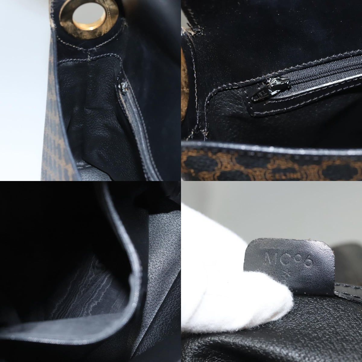 Celine CELINE Macadam Canvas Shoulder Bag Pvc Leather Black Gold Size ONE SIZE - 12 Thumbnail