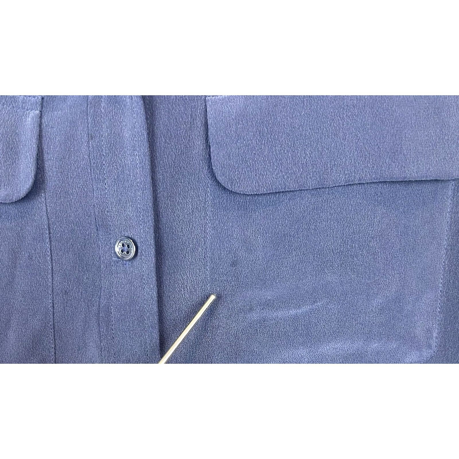 Equipment Equipment Silk Top Womens XS Blue Button Up Long Sleeve Blouse Shirt Size XS / US 0-2 / IT 36-38 - 7 Thumbnail