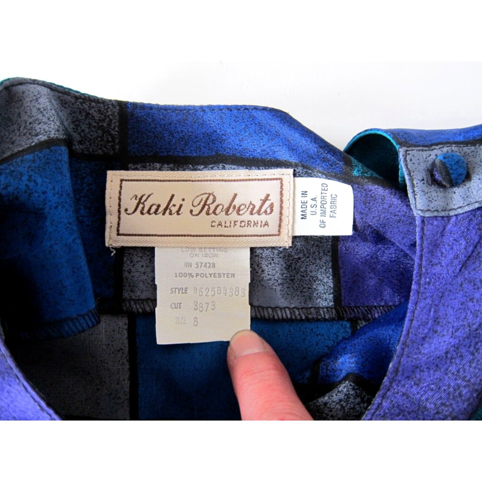 Vintage VINTAGE Kaki Roberts California Blue Grey Plaid Long Sleeve High Neck Blouse S Size S / US 4 / IT 40 - 4 Thumbnail