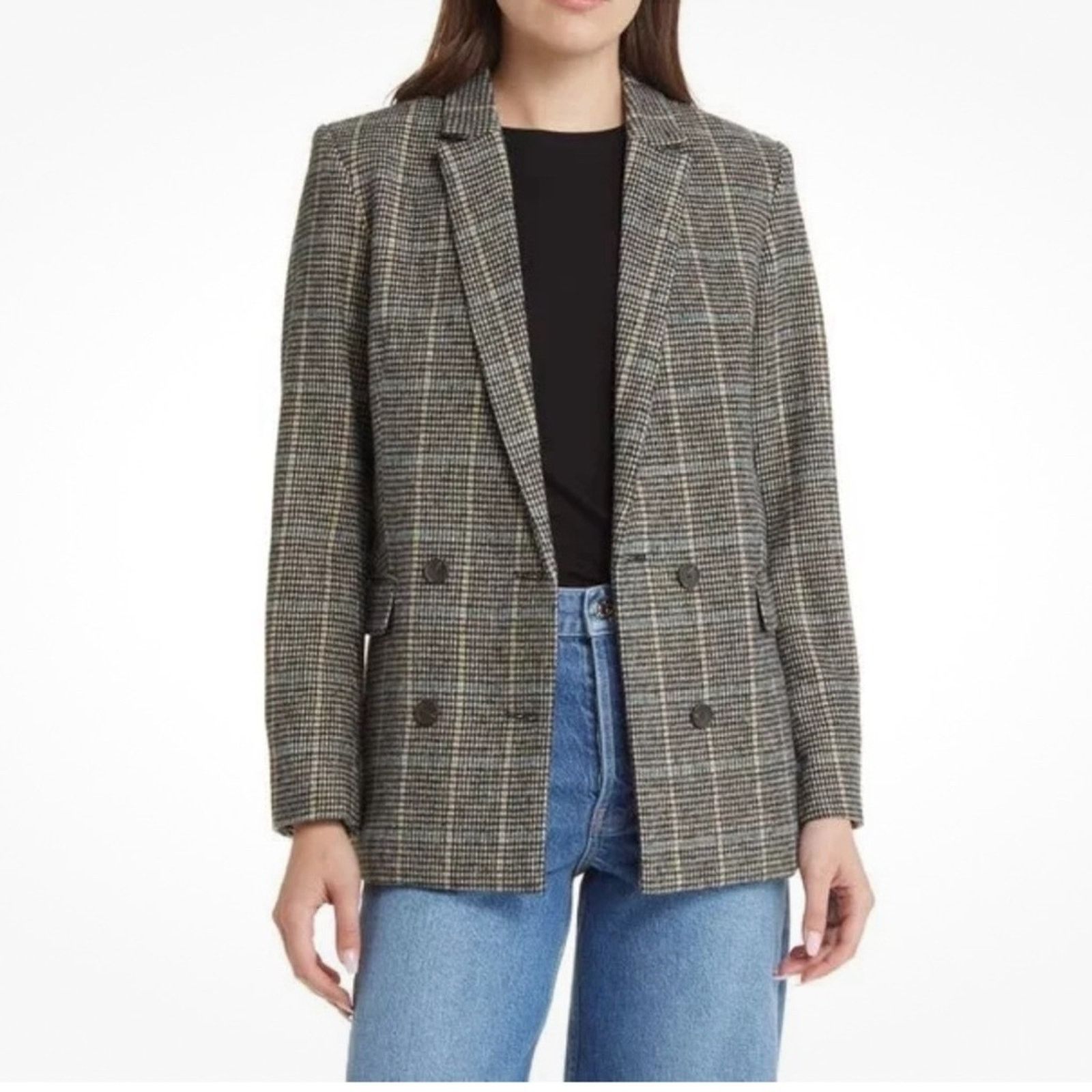 Rails NWT Rails Double Breast Blazer Grey Houndstoooth Check Sz S Size S / US 4 / IT 40 - 1 Thumbnail