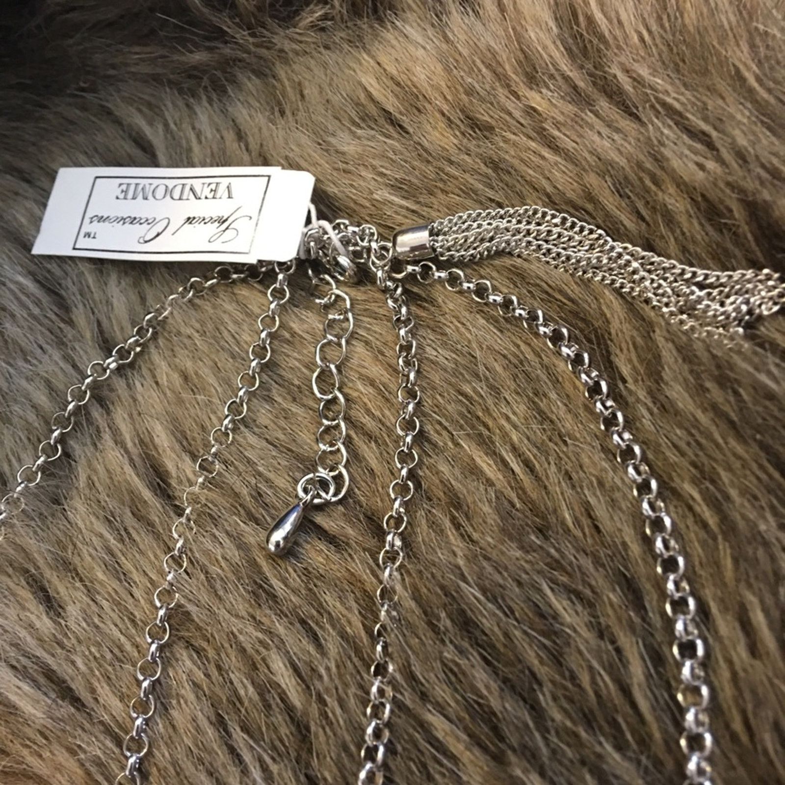 Jewelry Vendome silver tassel double chain necklace NWT Size ONE SIZE - 10 Thumbnail