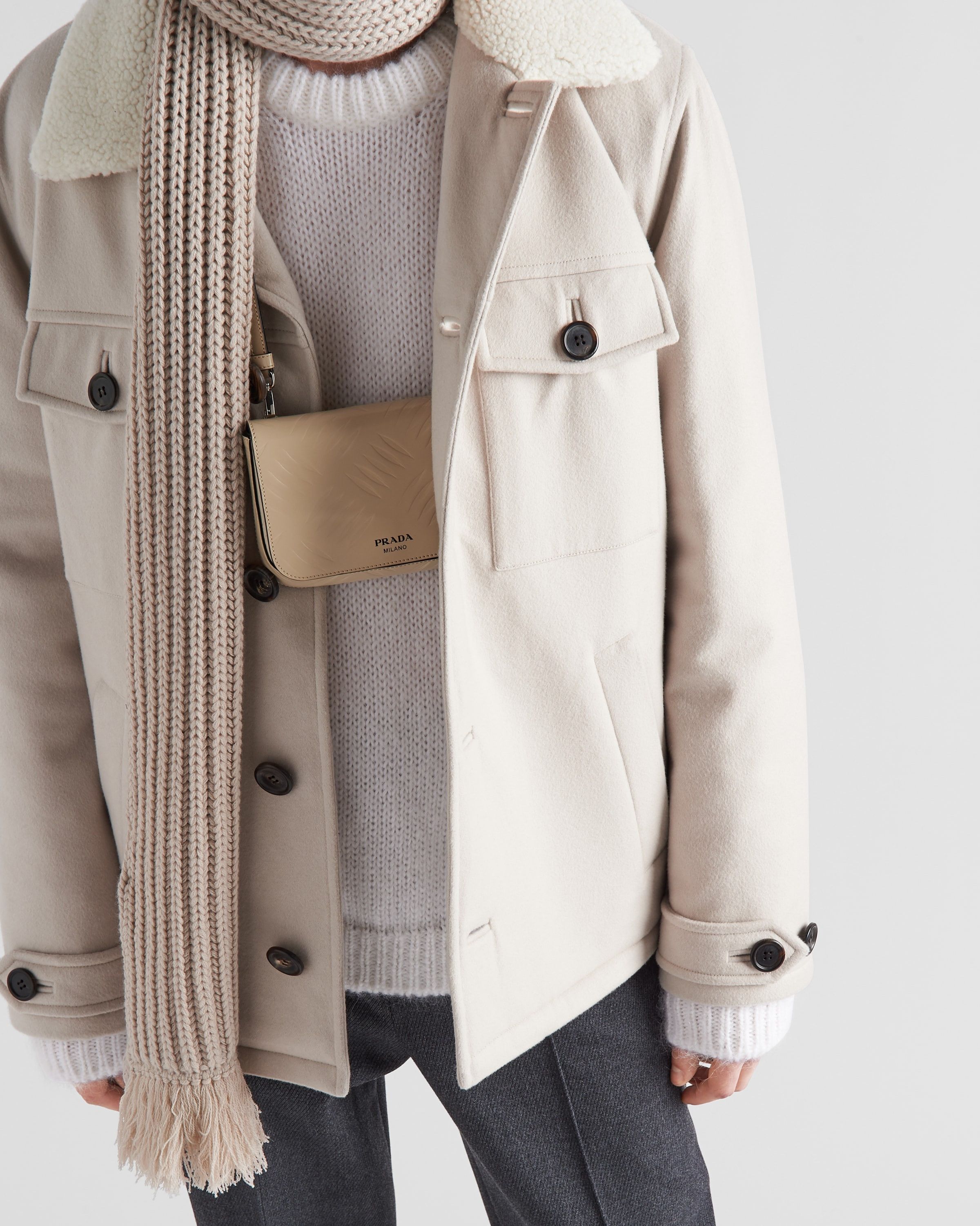 Prada o1mt1gz0925 Cashmere Blouson Jacket in Beige Size US S / EU 44-46 / 1 - 3 Thumbnail