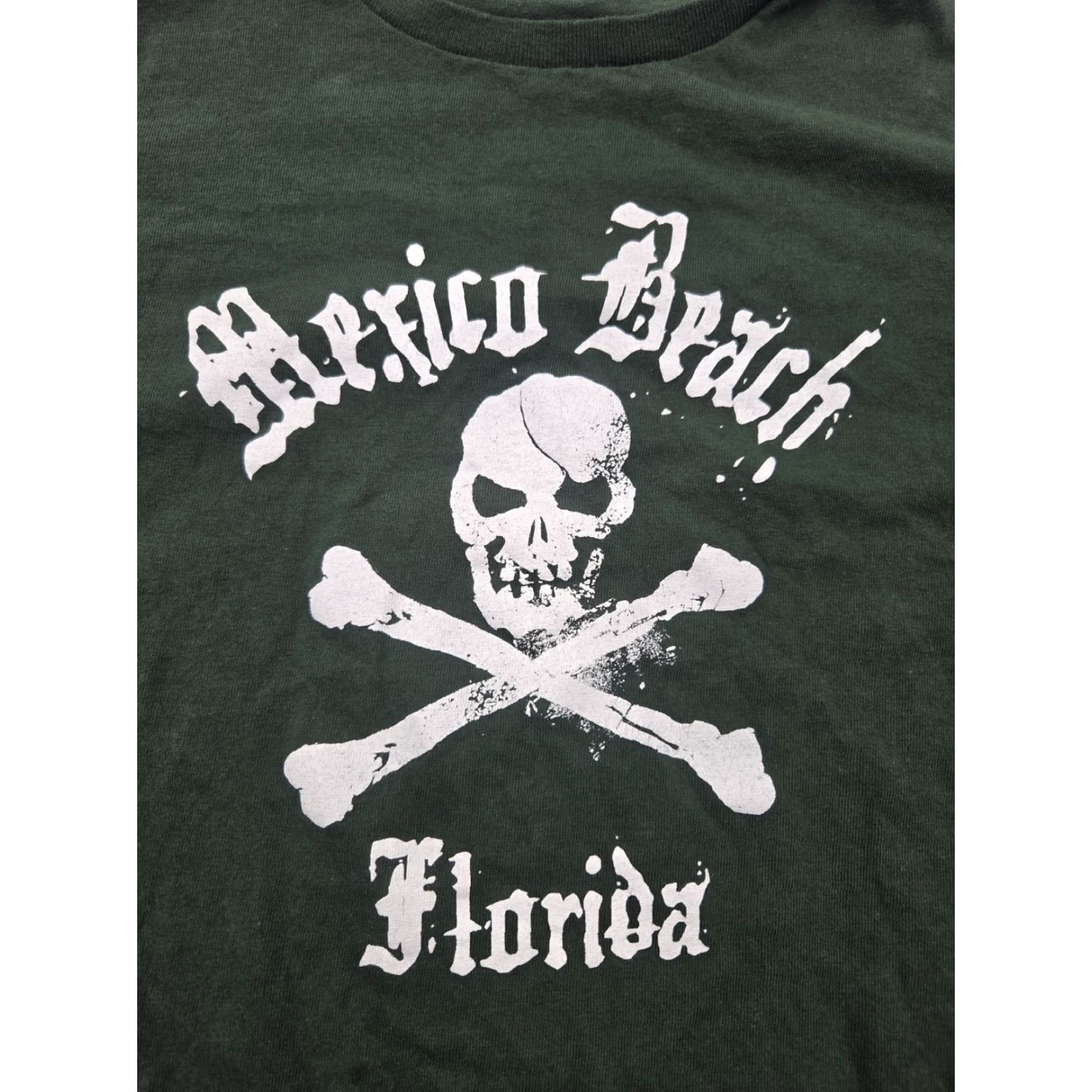 Bones Beach Mexico Beach Florida Mens L Green Long Sleeve T Shirt Skull Cross Bones Size US L / EU 52-54 / 3 - 2 Thumbnail