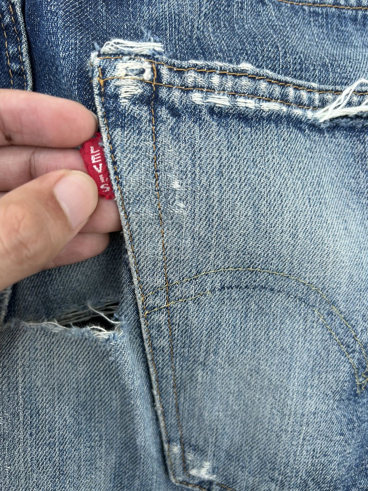Kapital Thrashed Levis 501XX Big E Selvedge Distressed Denim Jeans Size US 35 - 13 Thumbnail