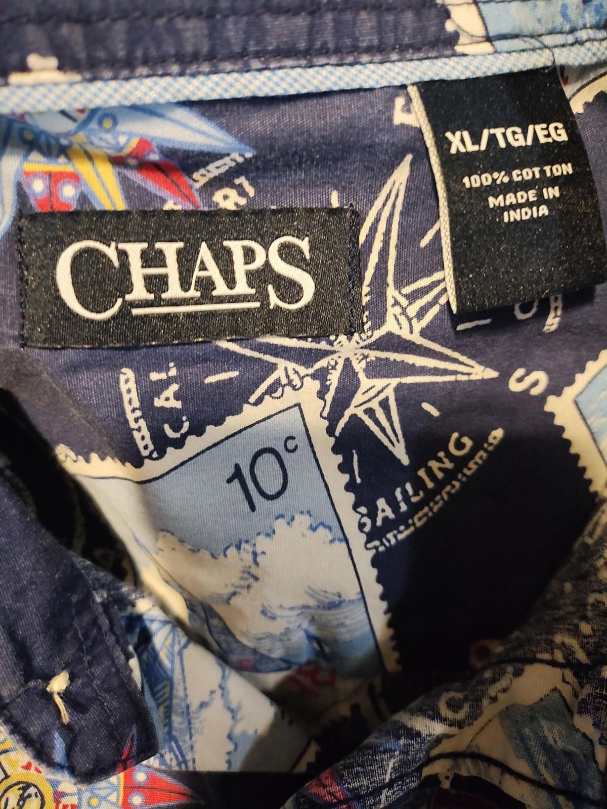 Chaps Chaps Men's Navy Blue Hawaiian Shirt with Nautical Print Size US XL / EU 56 / 4 - 7 Thumbnail