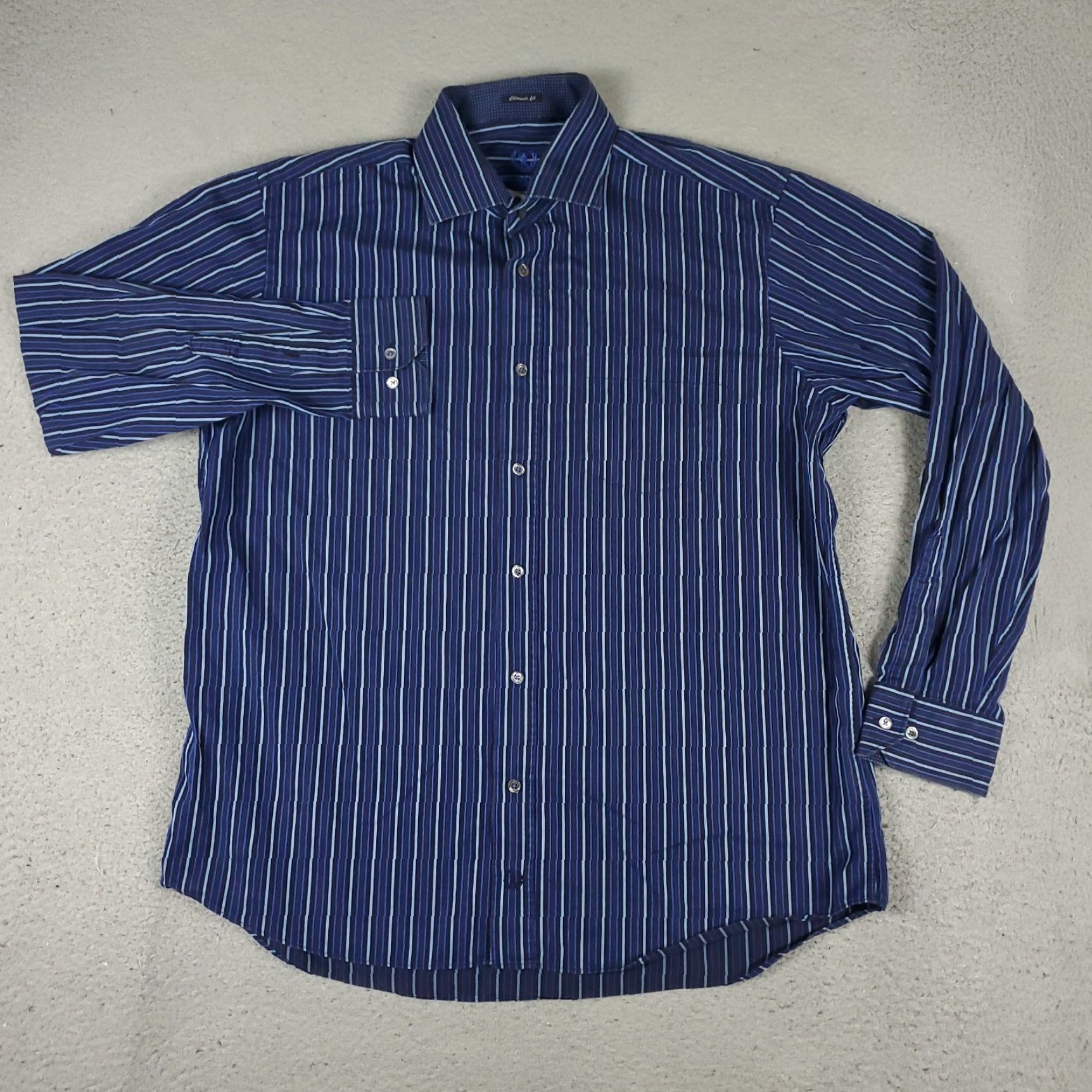 BUGATCHI Bugatchi Uomo Shirt XL Blue Striped Button-Up Long Sleeve Men’s Classic Fit Casual Formal Workwear (Regular) Size US XL / EU 56 / 4 - 2 Thumbnail