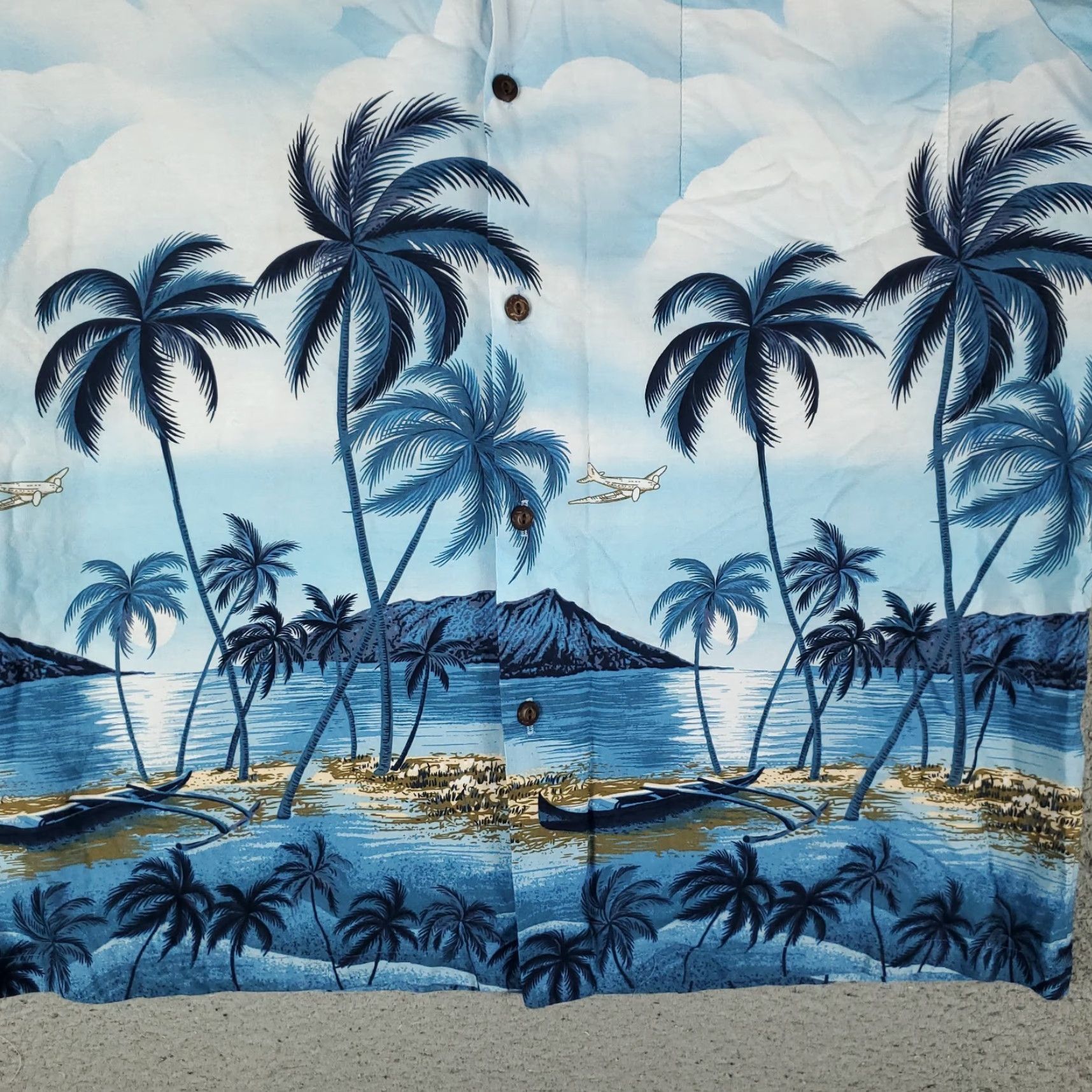 Vintage Ky's Shirt Mens XL Blue Palm Tree Print Hawaiian Button Up Short Sleeve Shirt Size US XL / EU 56 / 4 - 3 Thumbnail
