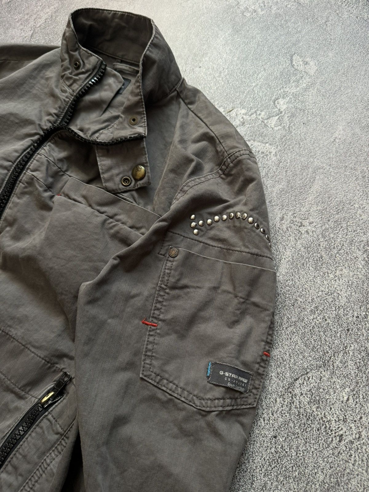 G-Star × Vintage G star raw M Wmns STUDS jacket bomber cargo denim Size M / US 6-8 / IT 42-44 - 5 Thumbnail