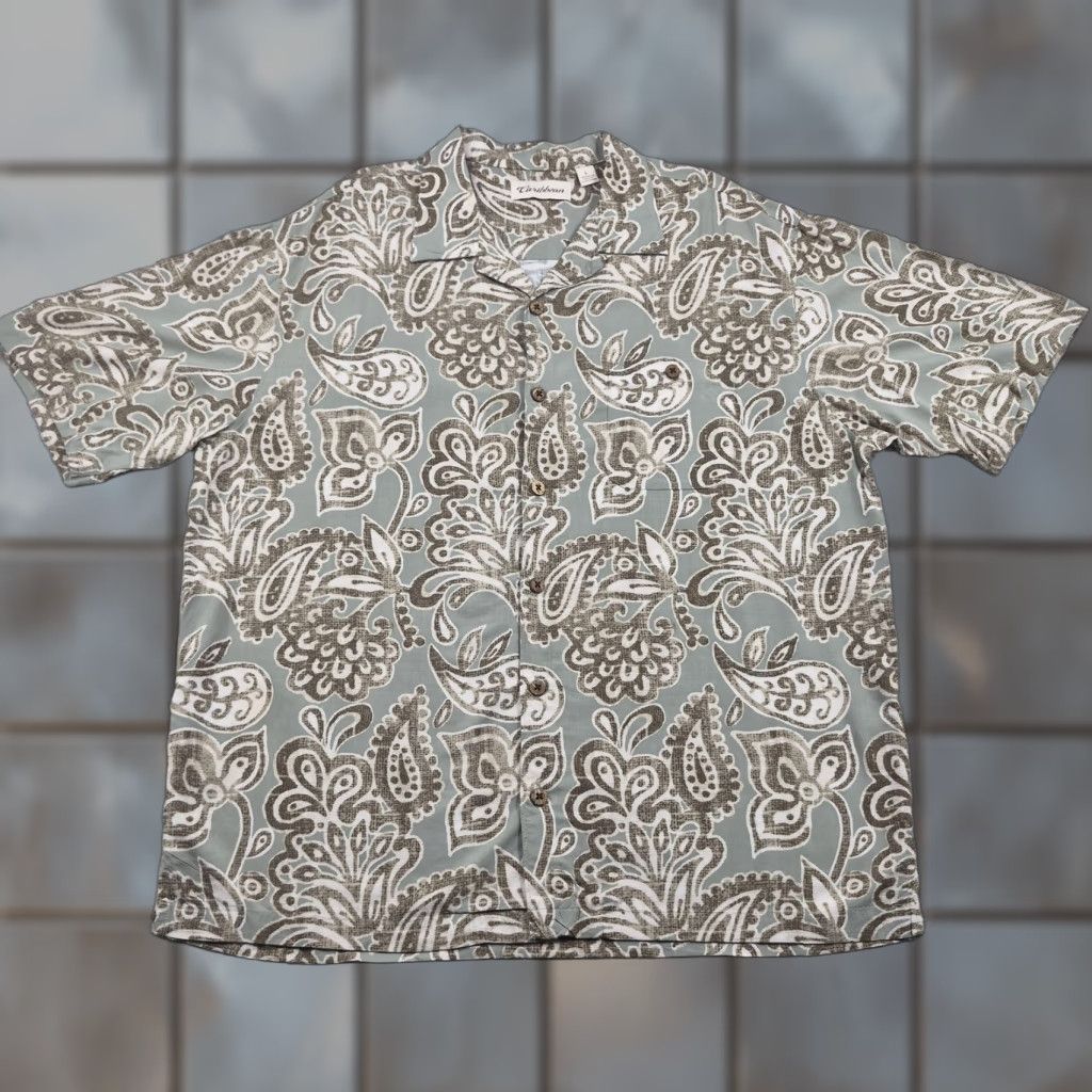 Vintage Caribbean Hawaiian Button Up Shirt Mens Large Paisley Short Sleeve Tropical Size US L / EU 52-54 / 3 - 1 Thumbnail