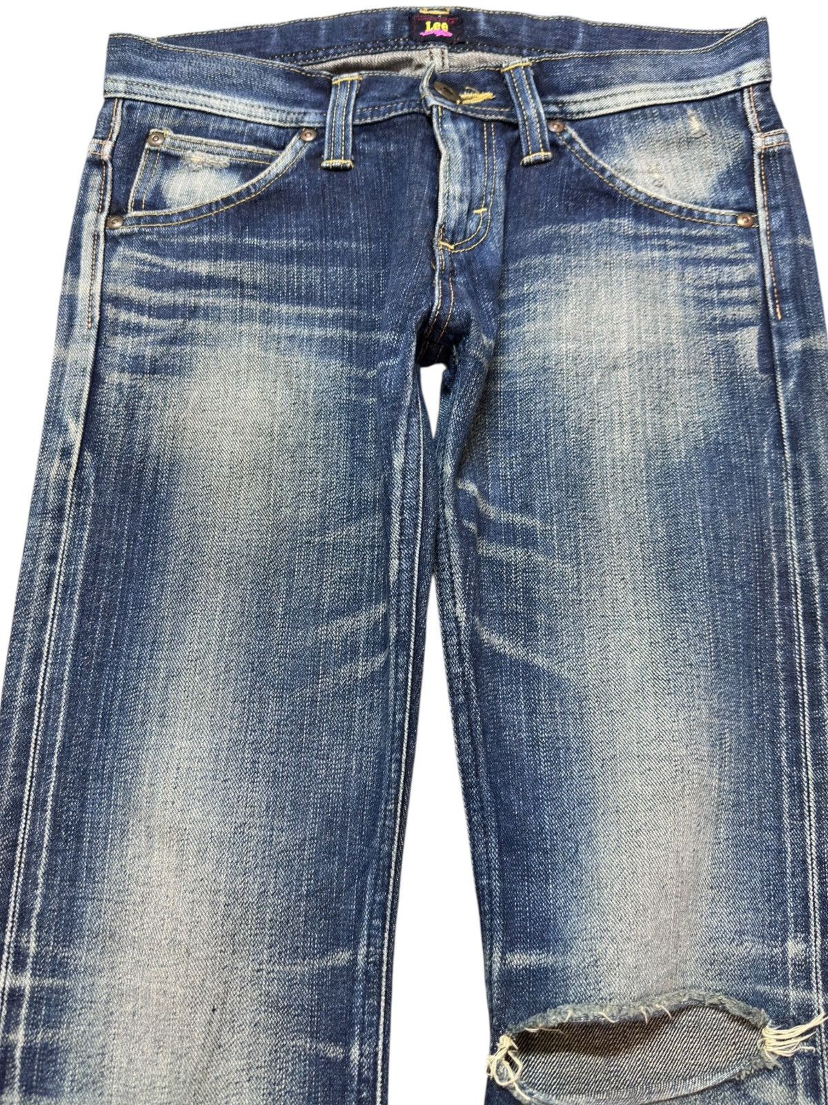 Lee Vintage Lee Cher Selvedge Faded Whiskers Grunge Denim Size US 30 / EU 46 - 2 Thumbnail