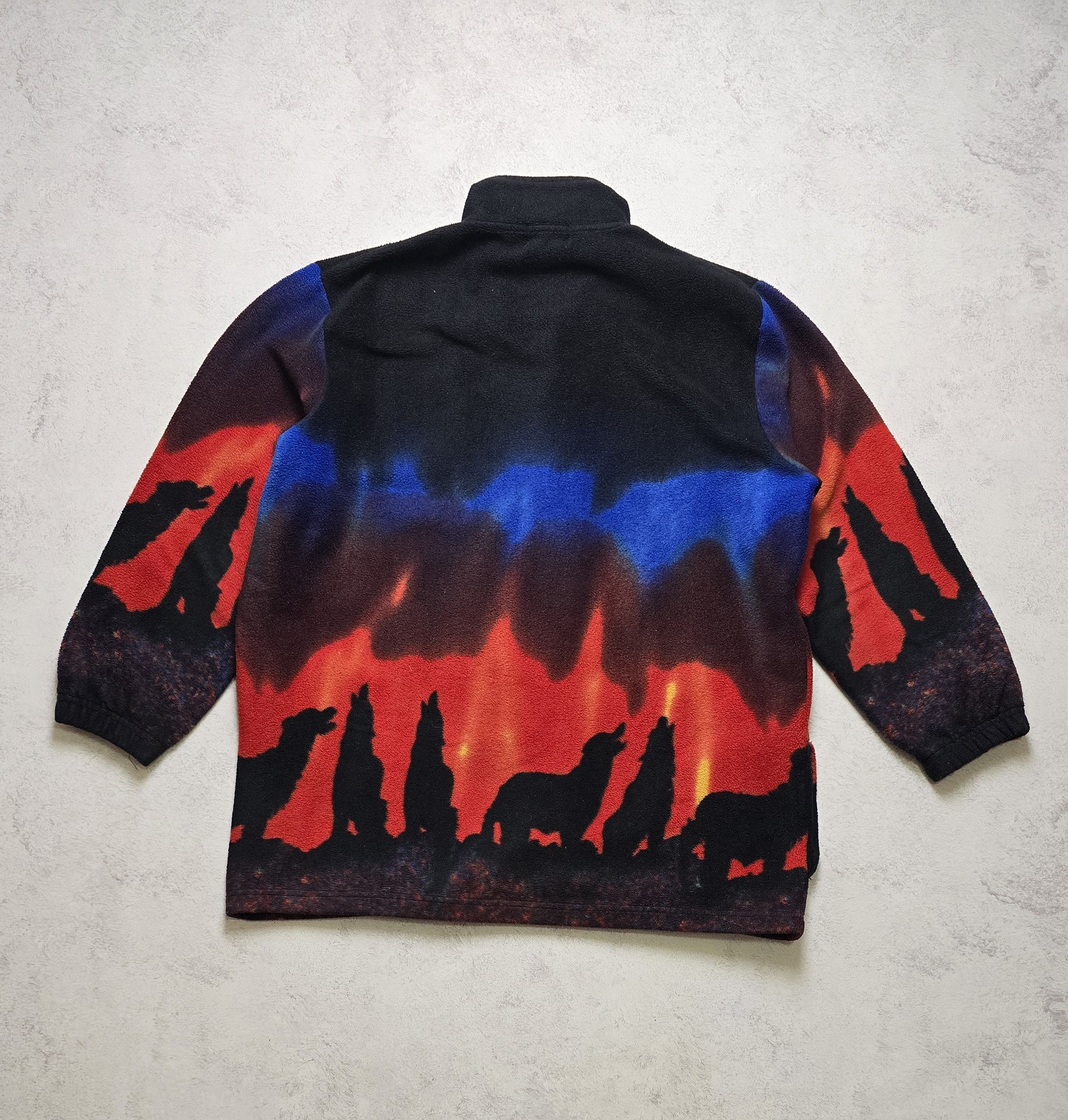 Other Vintage Jacques Lorant Wolf Fleece Jacket Northern Lights Size L / US 10 / IT 46 - 2 Thumbnail