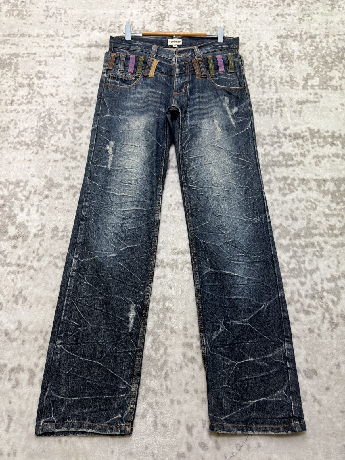 Kapital Nylaus Double Waist Distressed Y2K Straight Cut Denim Jeans Size US 32 / EU 48 - 1 Thumbnail