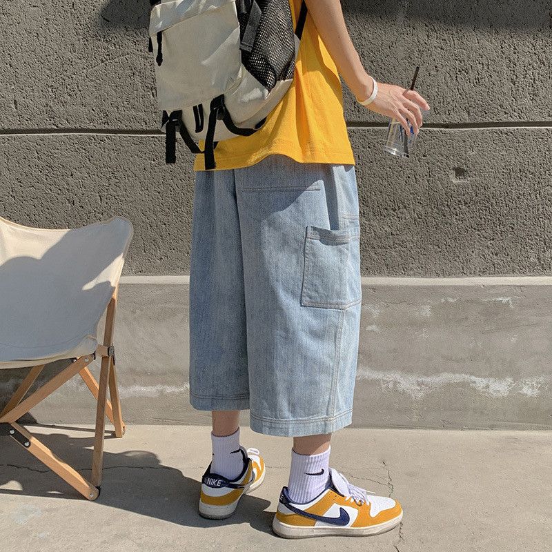 Japanese Brand Men's Loose Straight-Leg Wide-Leg Cargo Casual Denim Shorts Size US 32 / EU 48 - 3 Thumbnail
