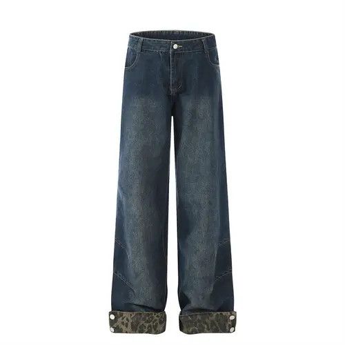 VIBE American style folded leopard print jeans washed distressed Size US 32 / EU 48 - 8 Thumbnail