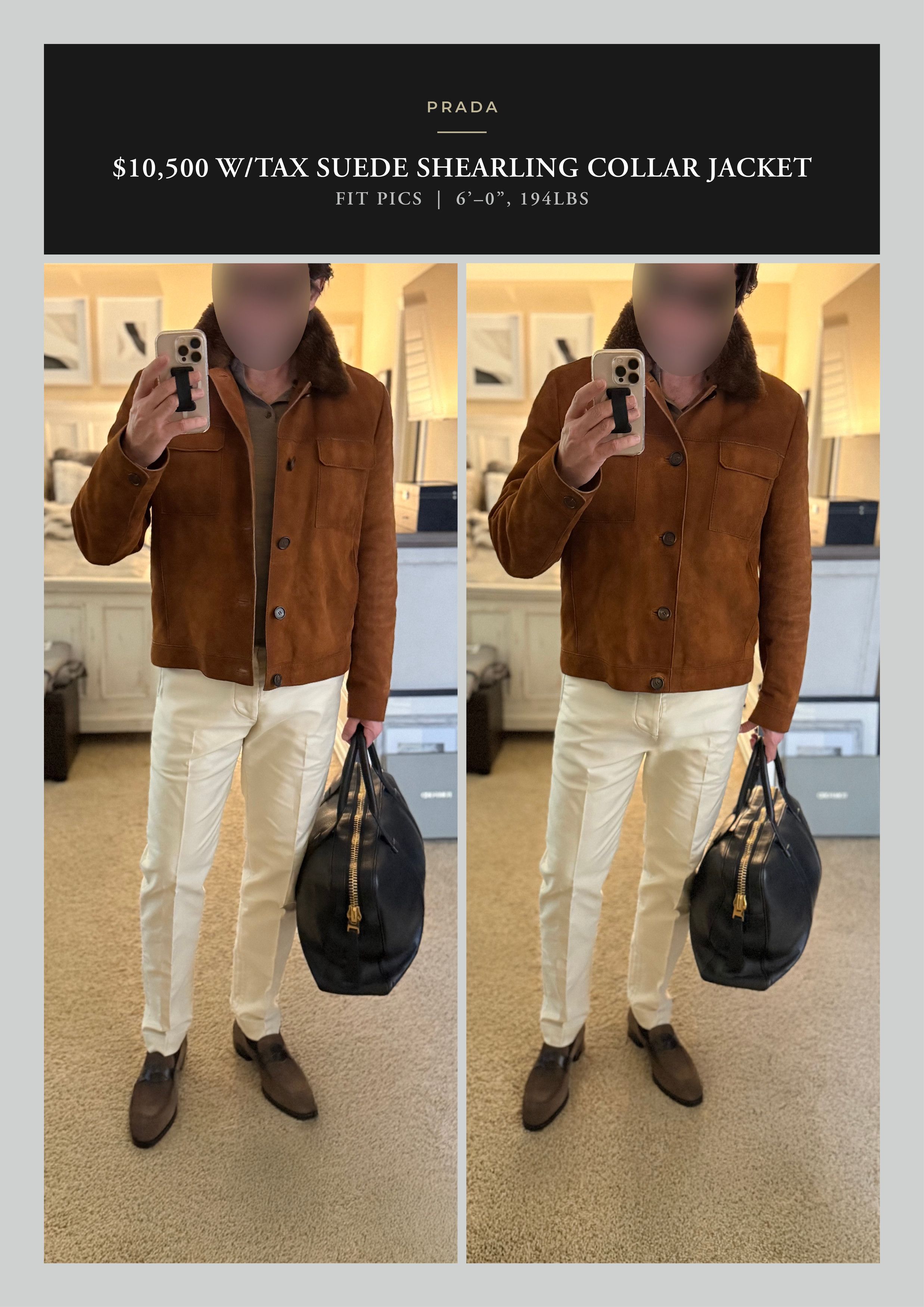 Prada Ultimate Rare $10,500 w/tax Shearling Collar Burnished Suede Size US L / EU 52-54 / 3 - 2 Thumbnail