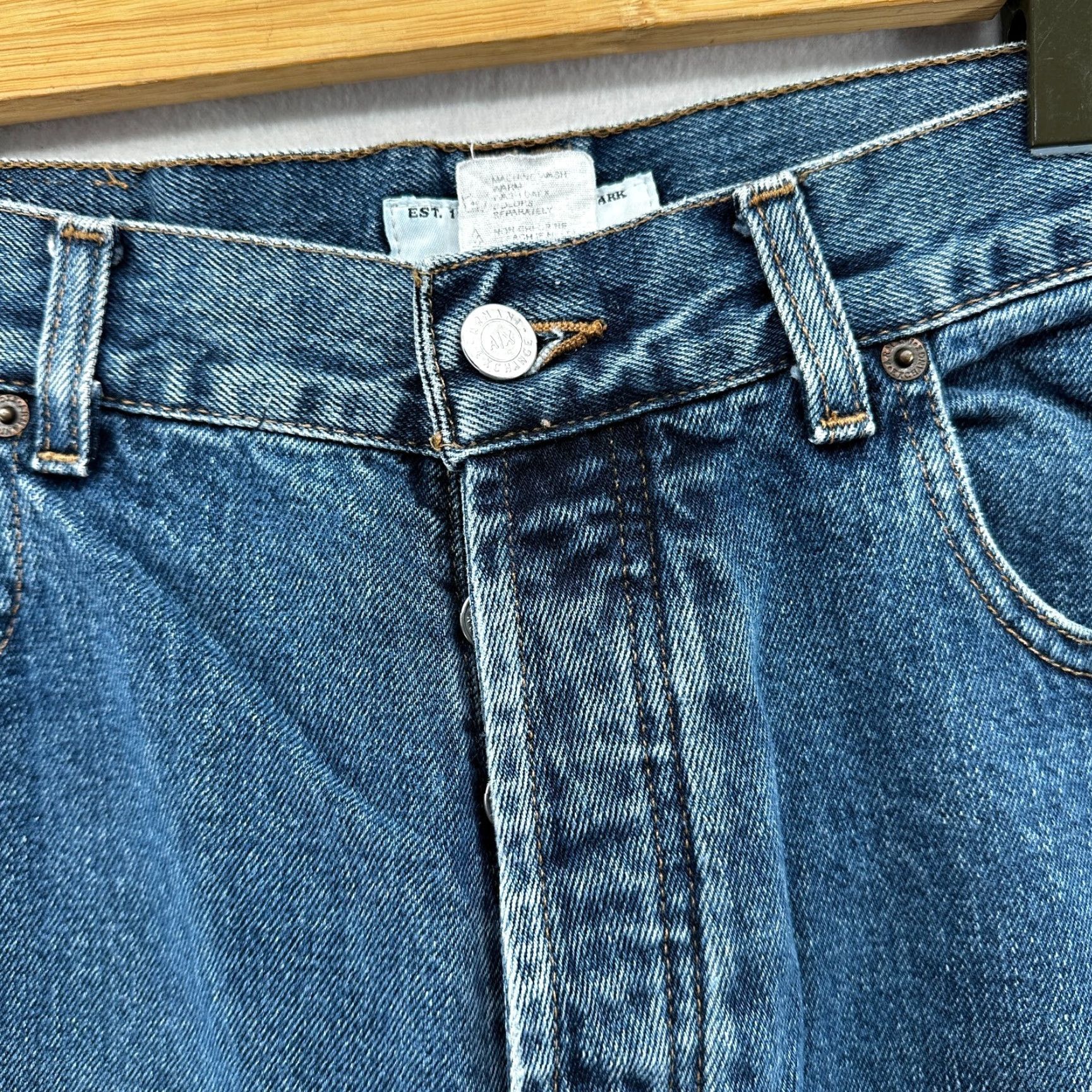 Armani Exchange VINTAGE Armani Exchange Jeans Mens 33x34 Blue Cotton Denim Bootcut Relaxed Jeans USA 90s Mens Size US 33 - 4 Thumbnail