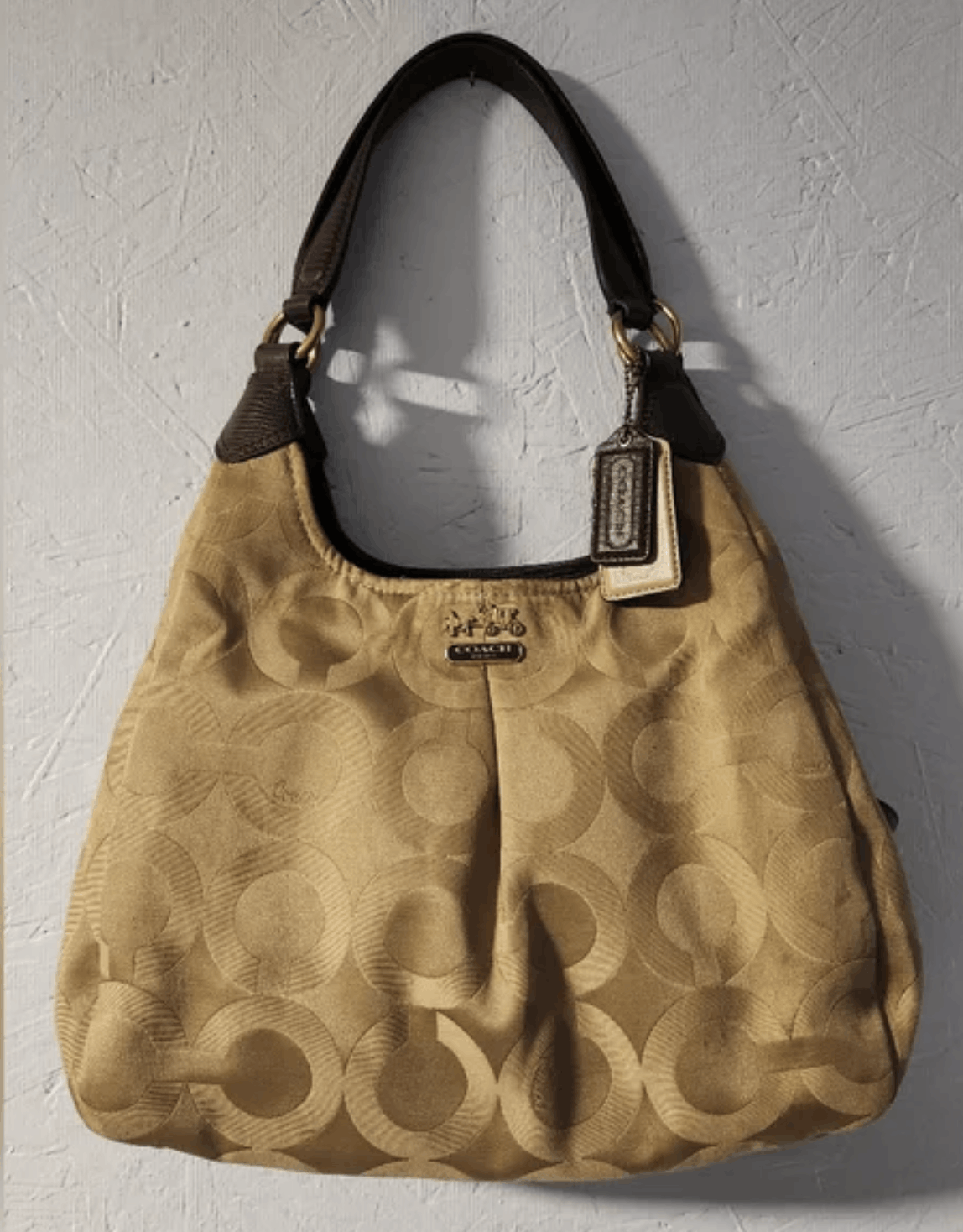 RARE! Coach Madison Signature deals Distressed OP Art Maggie Shoulder Bag Hobo (22289)