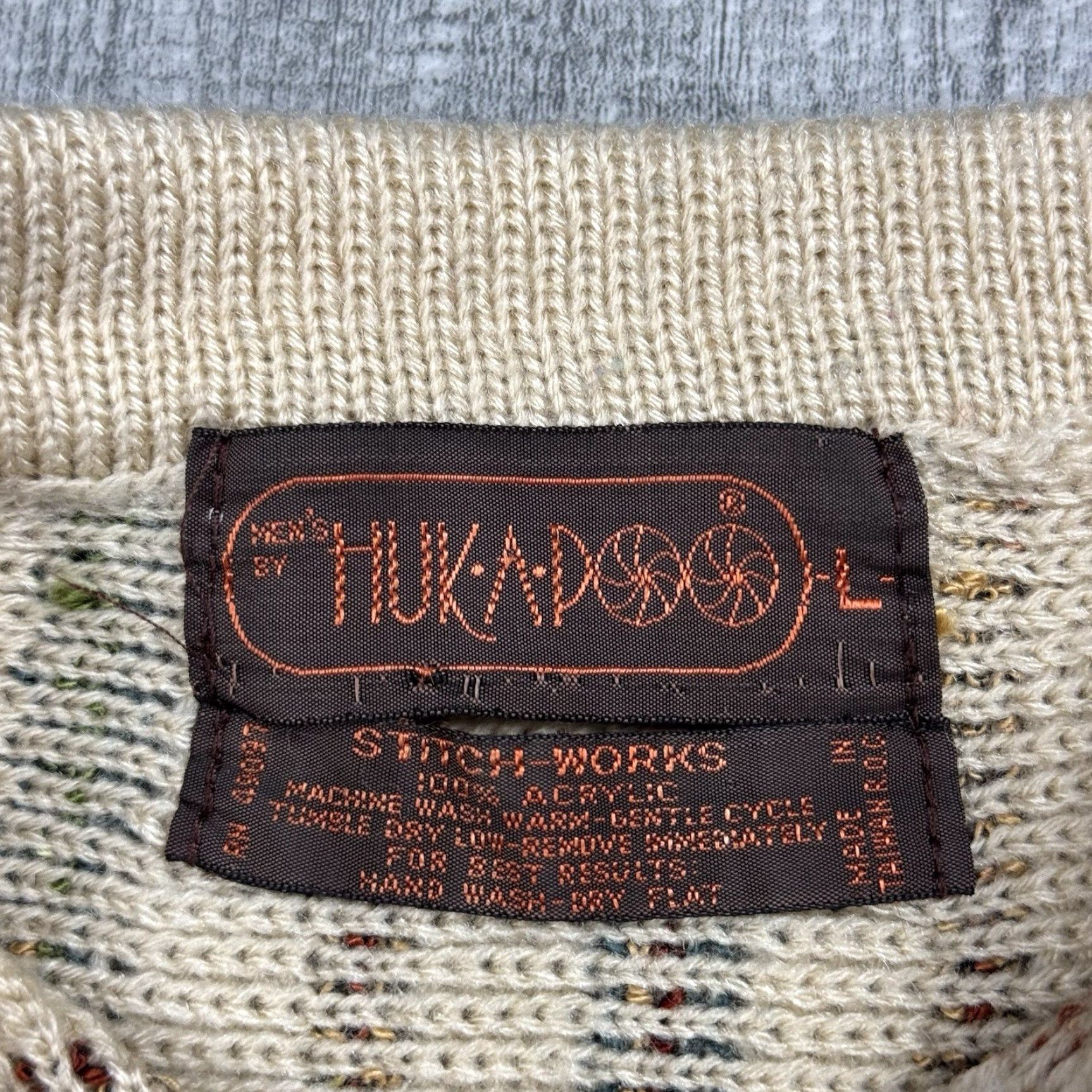 Vintage Huk-A-Poo Mens Shirt XL Maroon Gray Snap Long