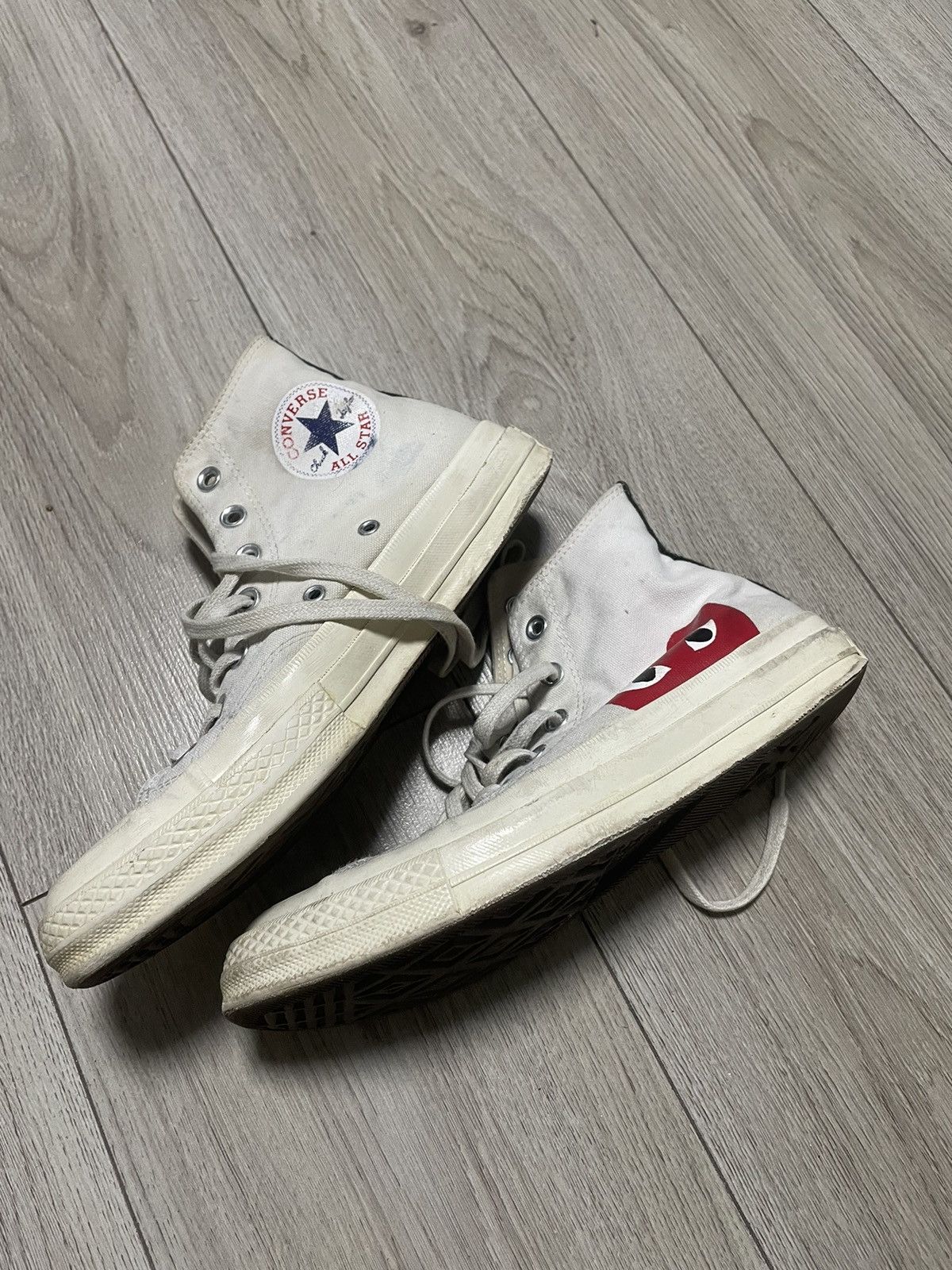 Comme des Garcons Comme des Garçons Play Converse Chuck Taylor White Sneakers Size US 6 / EU 39 - 4 Thumbnail
