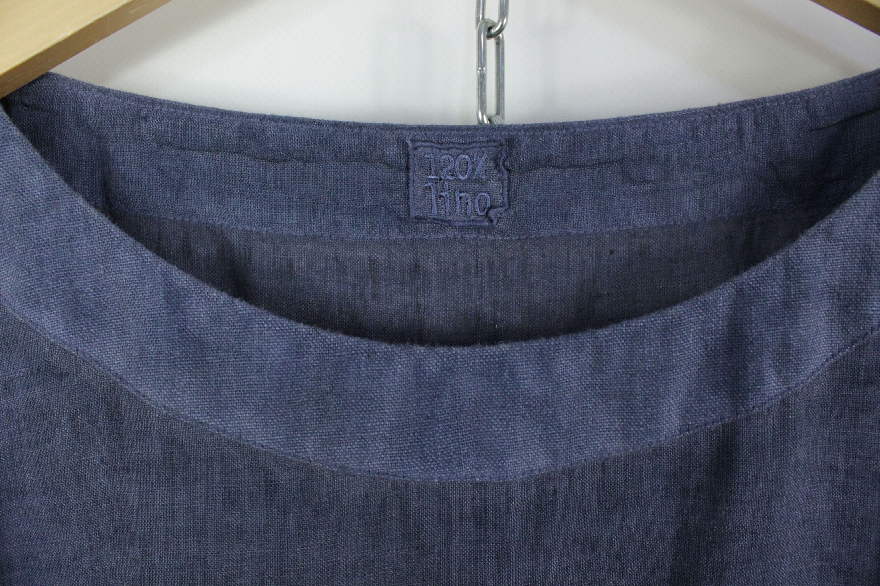 120% Lino 120% Lino Knee Length Short Sleeve Blue Dress Size L / US 10 / IT 46 - 3 Thumbnail