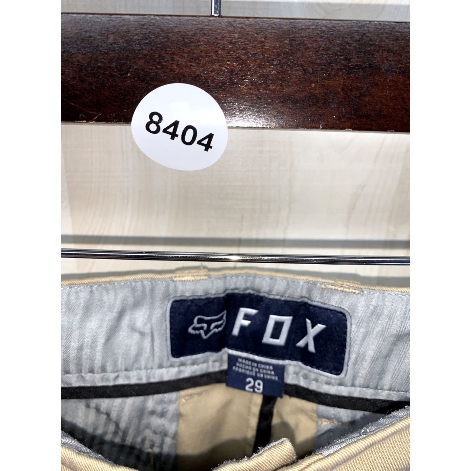 Fox Racing Fox Racing Mens Khaki Chino Shorts Size 29-8404 Regular 29in Beige Cotton Blend Front Flat Embroidered Logo Casual Travel Mens Shortings Size US 29 - 5 Thumbnail
