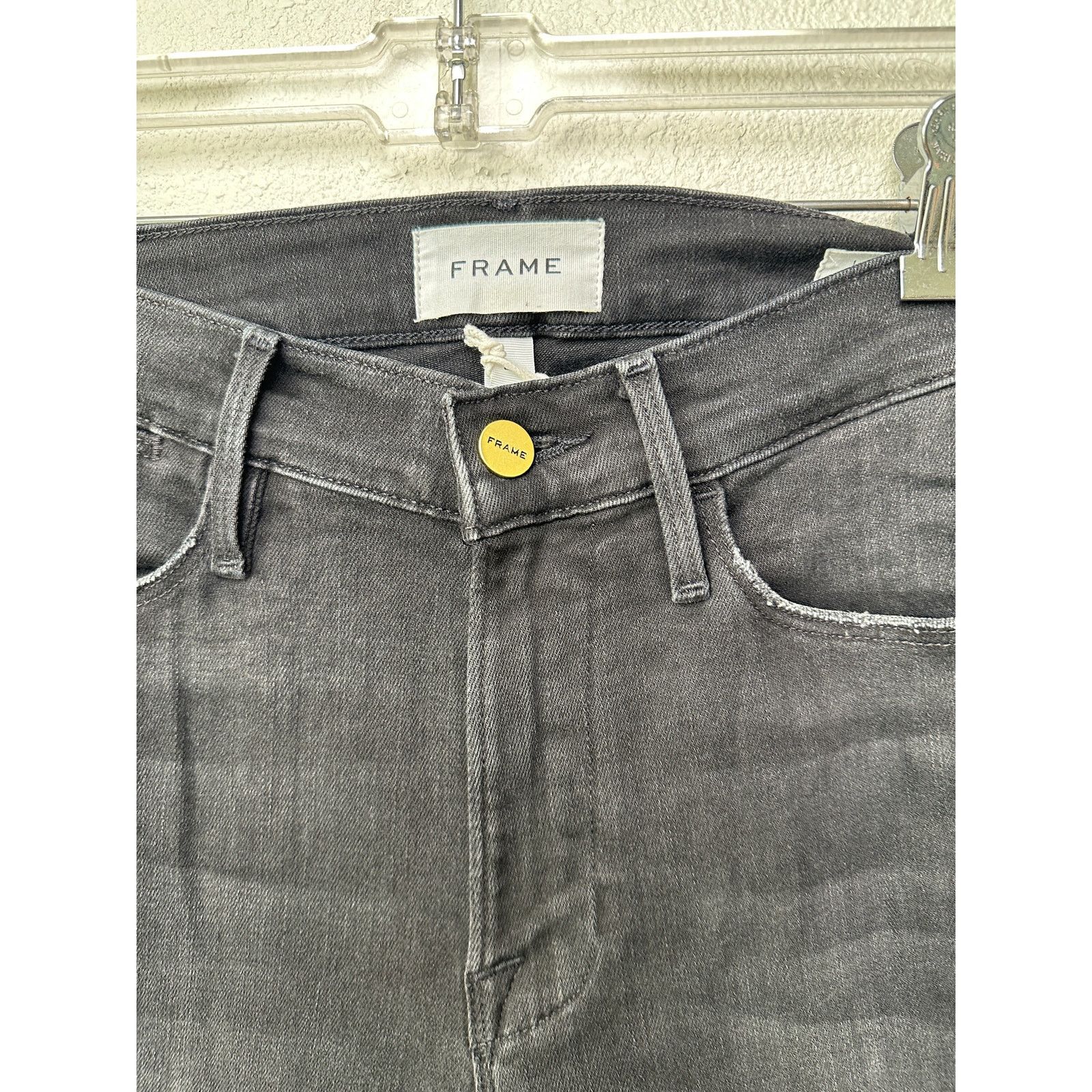 Frame NWT Frame Le High Straight Jeans Black Raw Hem Women's 27 Size 27" / US 4 / IT 40 - 4 Thumbnail