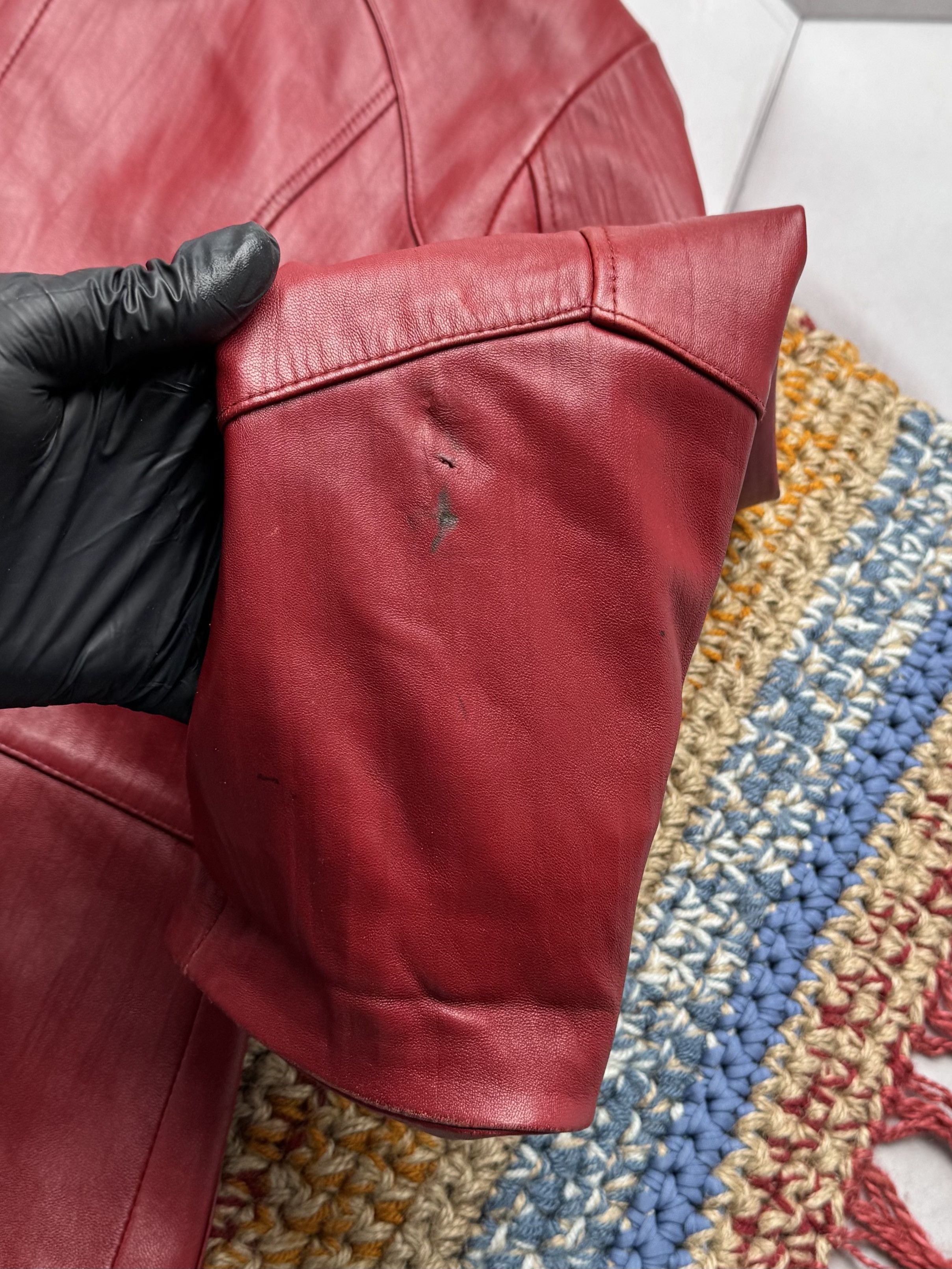 Vintage Vintage Red Leather Jacket Zip Up Fitted Y2K Style (E4) Size S / US 4 / IT 40 - 16 Thumbnail