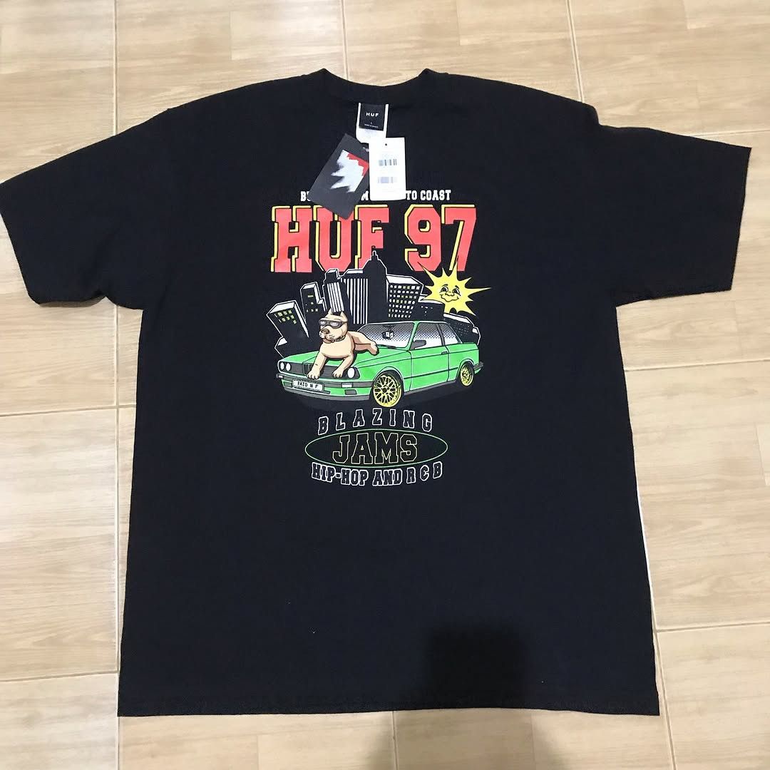 Huf × Hysteric Glamour Huf Skate Oversized Black Tee BLAZING JAMS S/S TEE SIZE L Ra Size US L / EU 52-54 / 3 - 14 Thumbnail