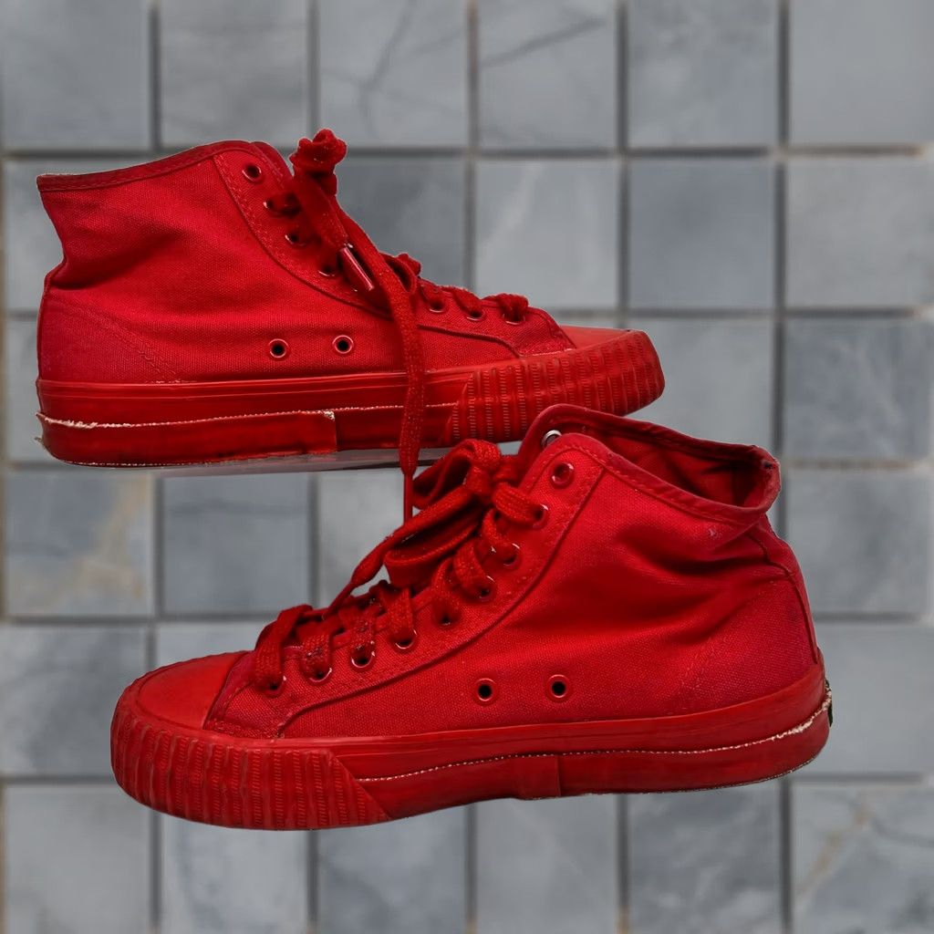 Vintage PF Flyers Shoes Womens 8.5 Center Hi Red Canvas High Top Sneakers Skate Womens Shoes Red 8.5 Sneakers Size M / US 6-8 / IT 42-44 - 1 Thumbnail