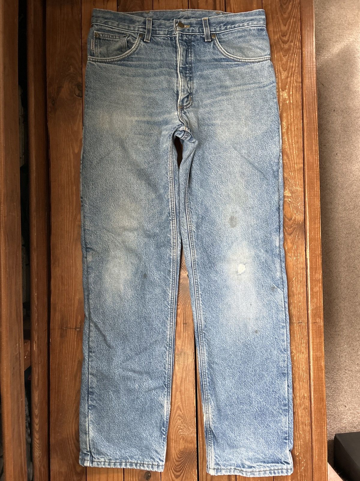 Carhartt × Vintage Vintage 90s Carhartt Flannel Lined Blue Denim Jeans Size US 32 / EU 48 - 2 Thumbnail