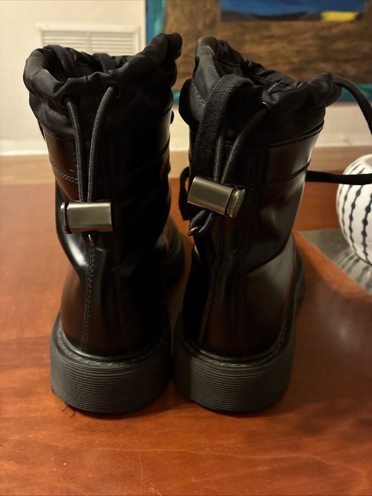 Prada Prada Waterproof Black Leather Combat Boots EU40/UK6/US7 Size US 7 / EU 40 - 3 Thumbnail