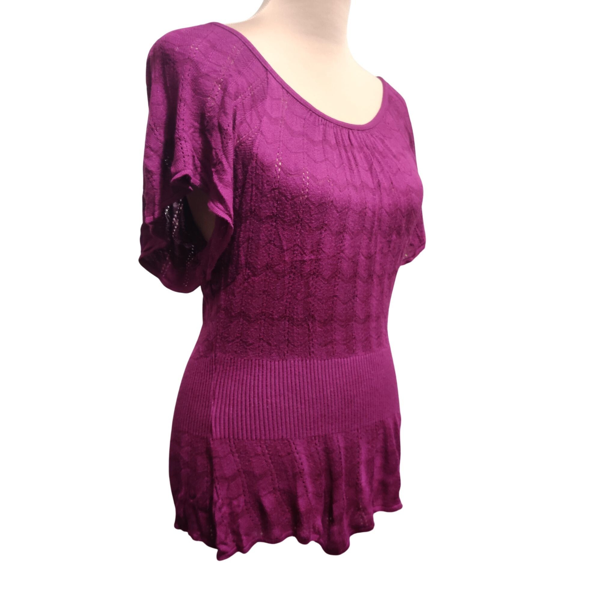 Other Twenty one Womens Blouse Knit Chic Flutter Short Sleeve Pepl Size S / US 4 / IT 40 - 3 Thumbnail