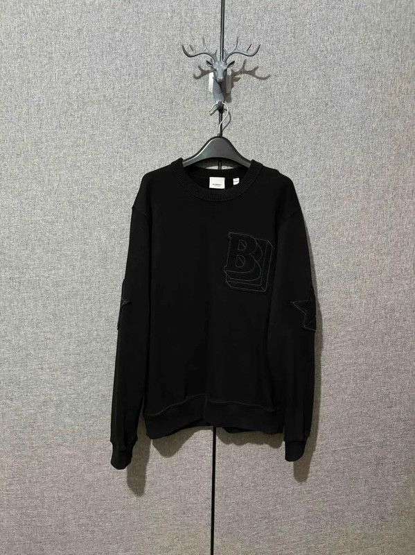 Burberry Burberry Black Cotton Logo Embroidered Sweatshirt Size US S / EU 44-46 / 1 - 1 Thumbnail
