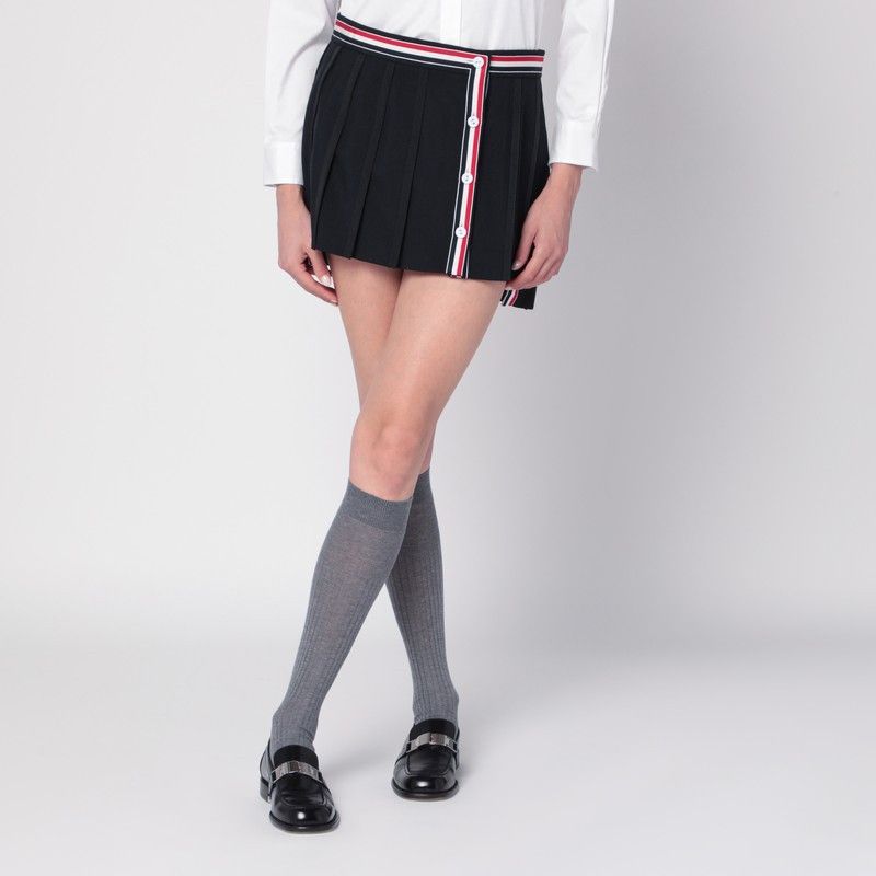 Thom Browne Thom Browne Black Ruffled Mini Skirt In Wool Blend Size 28" / US 6 / IT 42 - 1 Thumbnail