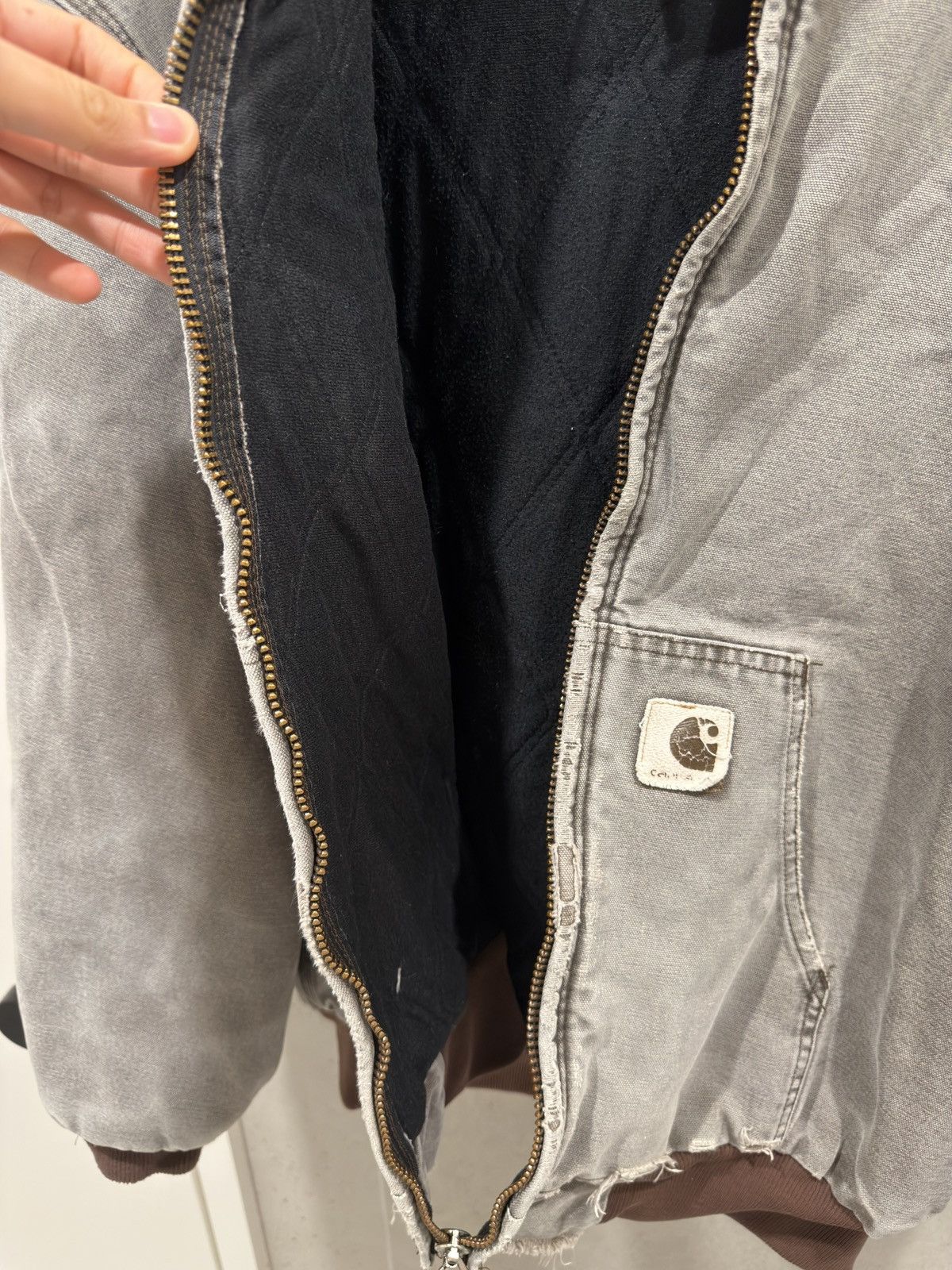 Carhartt Vintage Faded Grey/ Brown Carhartt Zip-Up Work Jacket Hoodie Size US XL / EU 56 / 4 - 4 Thumbnail
