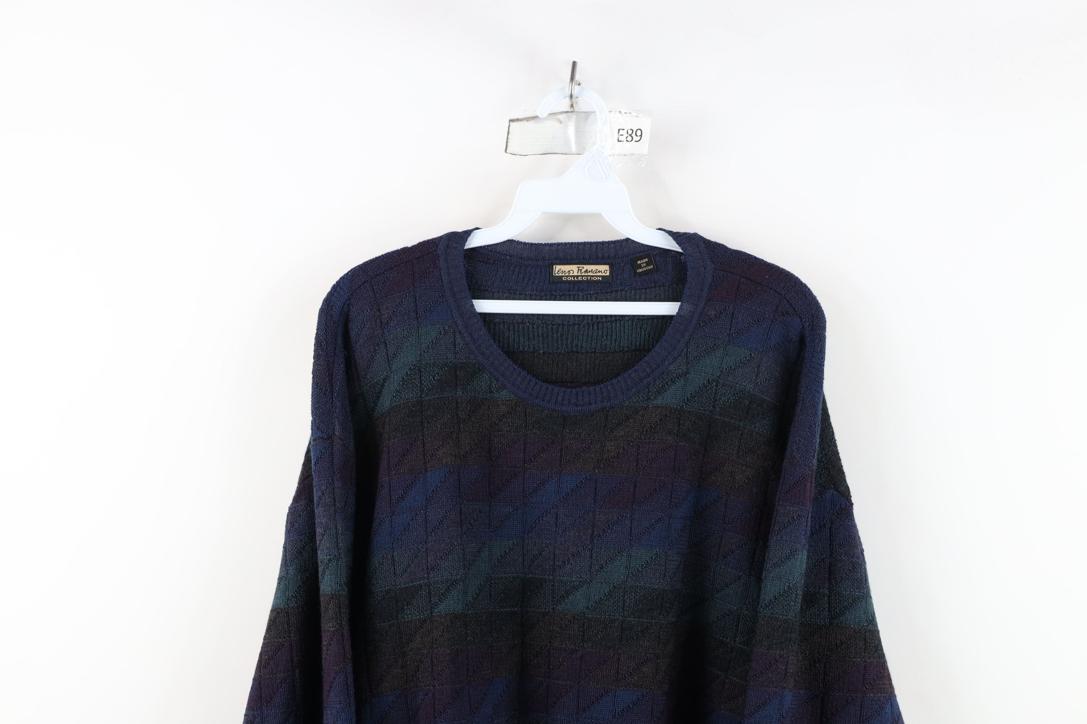 Vintage Vintage 90s Streetwear Checkered Wool Knit Crewneck Sweater Size US XL / EU 56 / 4 - 2 Thumbnail
