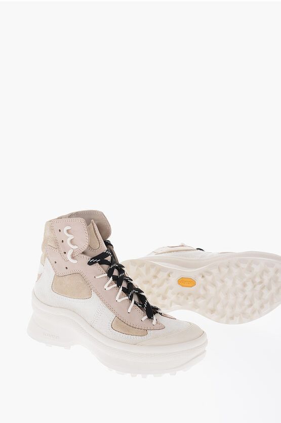 image of Jil Sander Suede Leather High-Top Sneakers in Beige, Women's (Size 8)