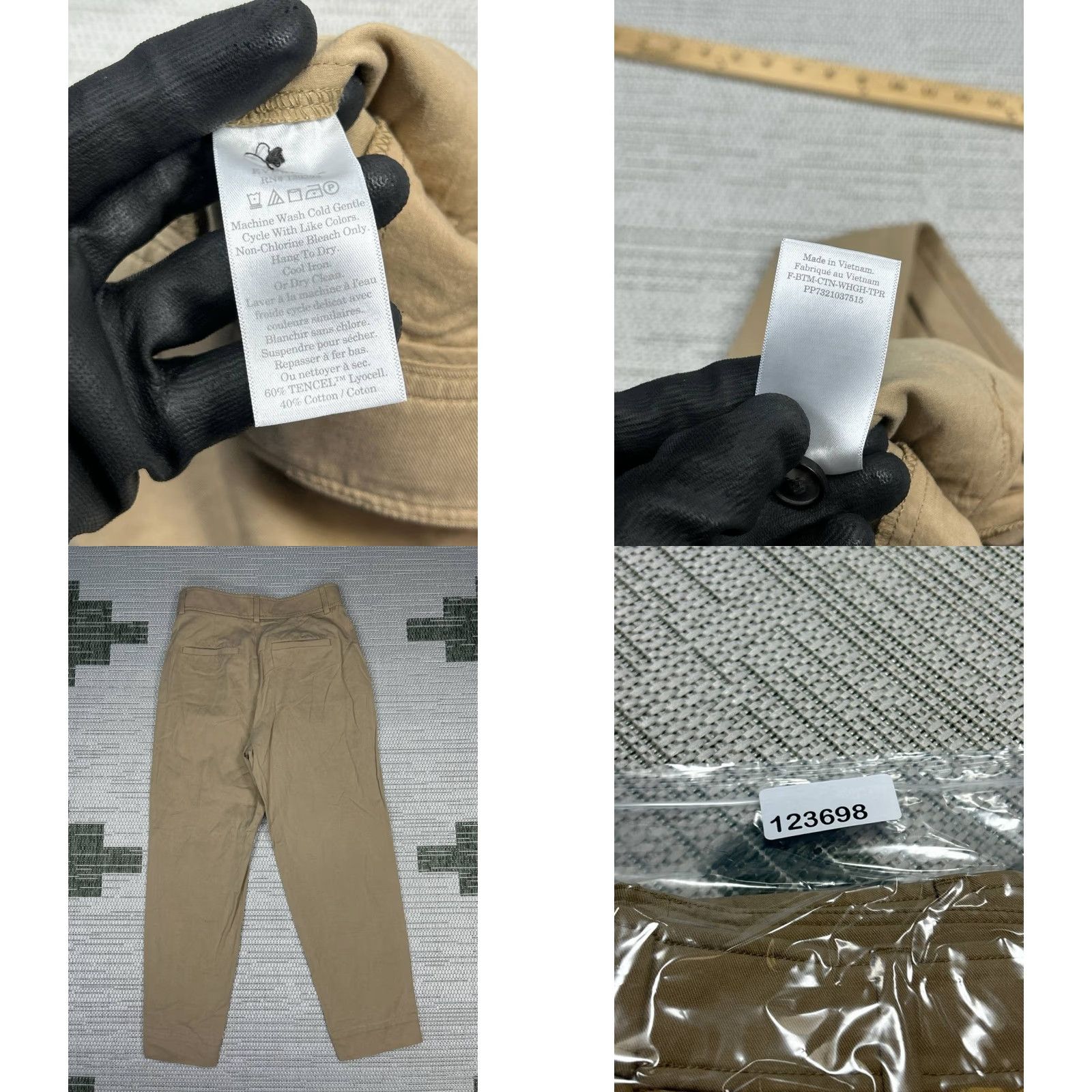 Everlane Everlane The Pleated Air Chino Pants Womens 4 Beige Canvas Tapered Fit High Rise Size 27" / US 4 / IT 40 - 8 Thumbnail
