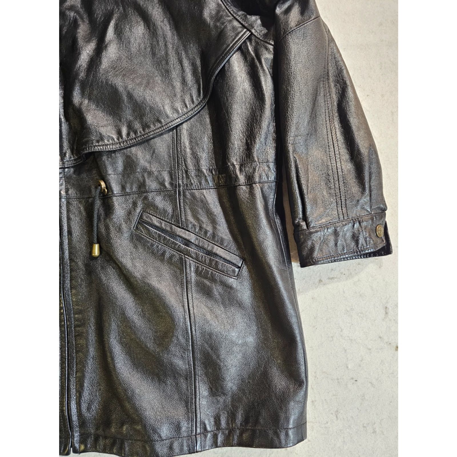 Vintage VINTAGE Leather Limited Black Leather Full Zip Coat w/ Fox Fur Collar Womens XL Coat Size XL / US 12-14 / IT 48-50 - 6 Thumbnail