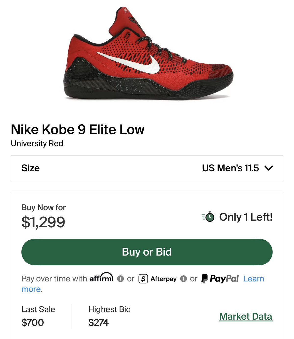 Nike Nike Kobe 9 Elite Low 'University Red' Size US 12 / EU 45 - 6 Thumbnail