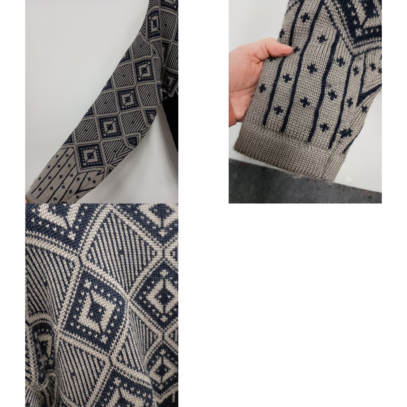 Vintage Vintage Christiania Norwegian Sweater Mens Large Black Gray Wool Fair Isle Nordic Pullover Size US L / EU 52-54 / 3 - 9 Thumbnail