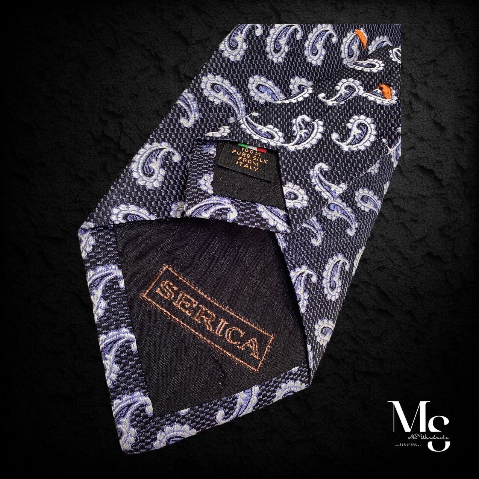 Serica SERICA Gray Paisley Silk Tie In Made Italy W: 3.5" EX COND Size ONE SIZE - 5 Thumbnail