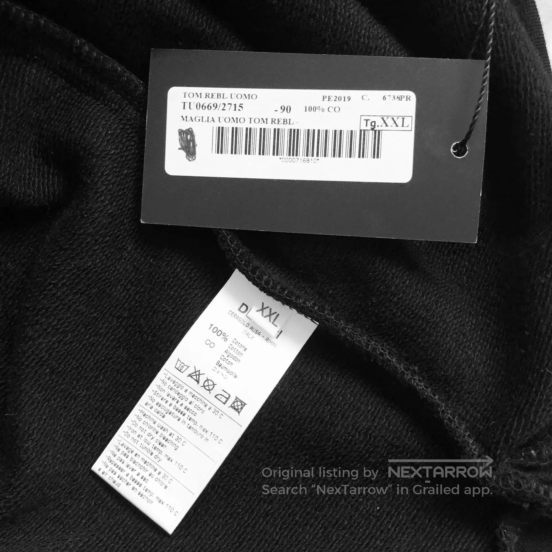 Tom Rebl TOM REBL Deconstructed Men's Pullover Sweatshirt. Size US XXL / EU 58 / 5 - 8 Thumbnail