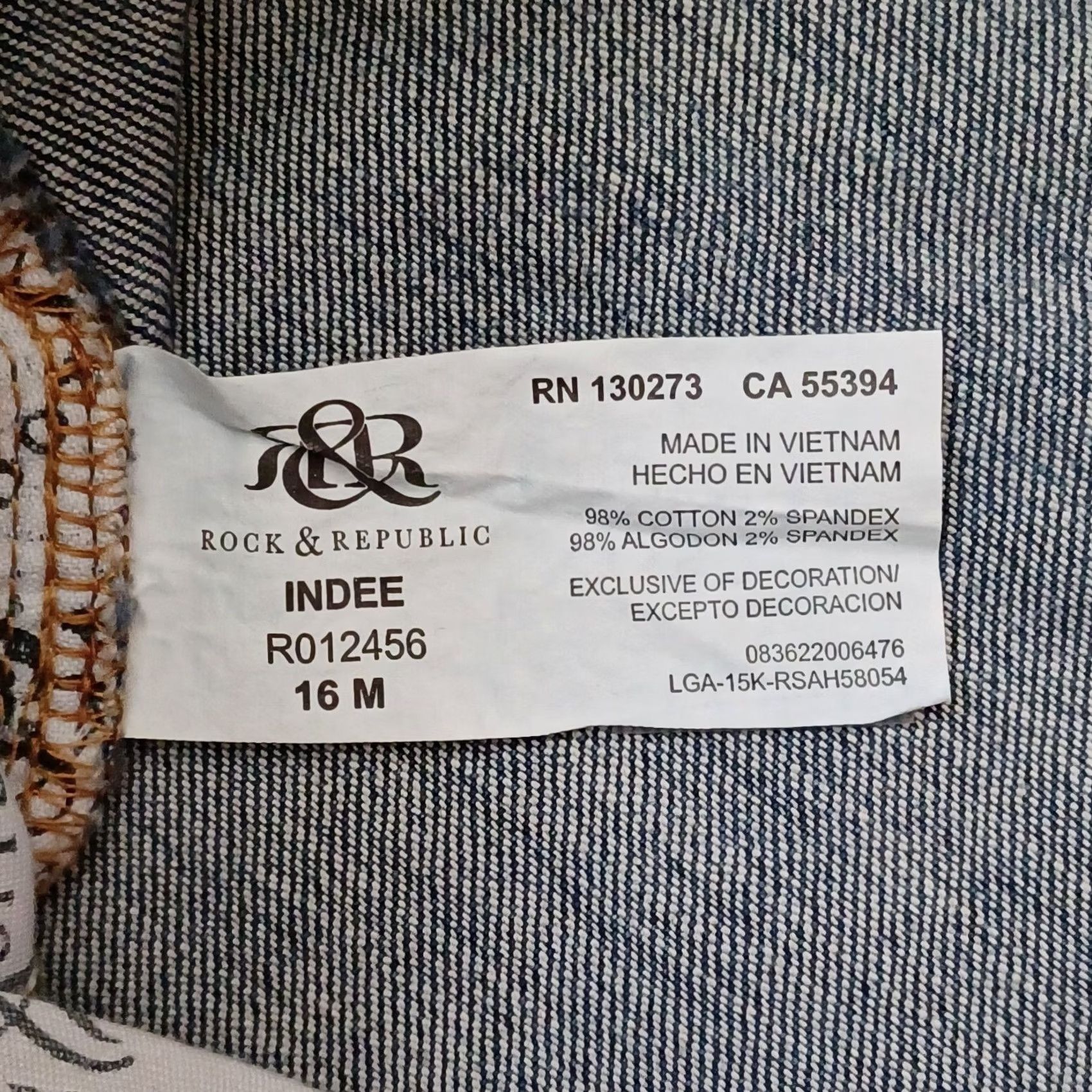 Vintage Rock & Republic Jeans 16 M Blue Indee Straight Distressed Logo Stud Pocket Denim Jeans Size 38" / US 16 / IT 52 - 2 Thumbnail